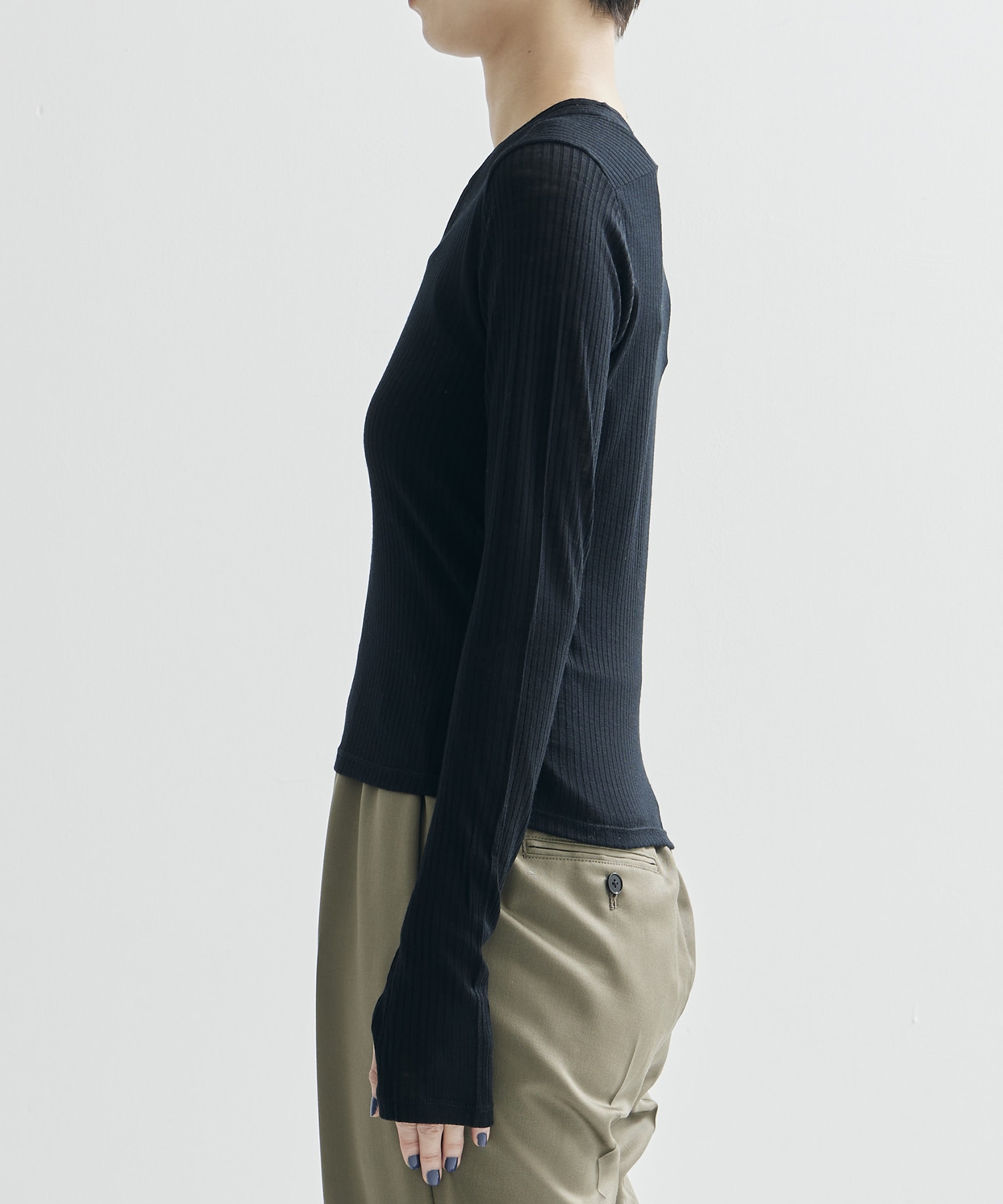 WOOL RIB CREW NECK TOP WITH HOOK JOHN LAWRENCE SULLIVAN