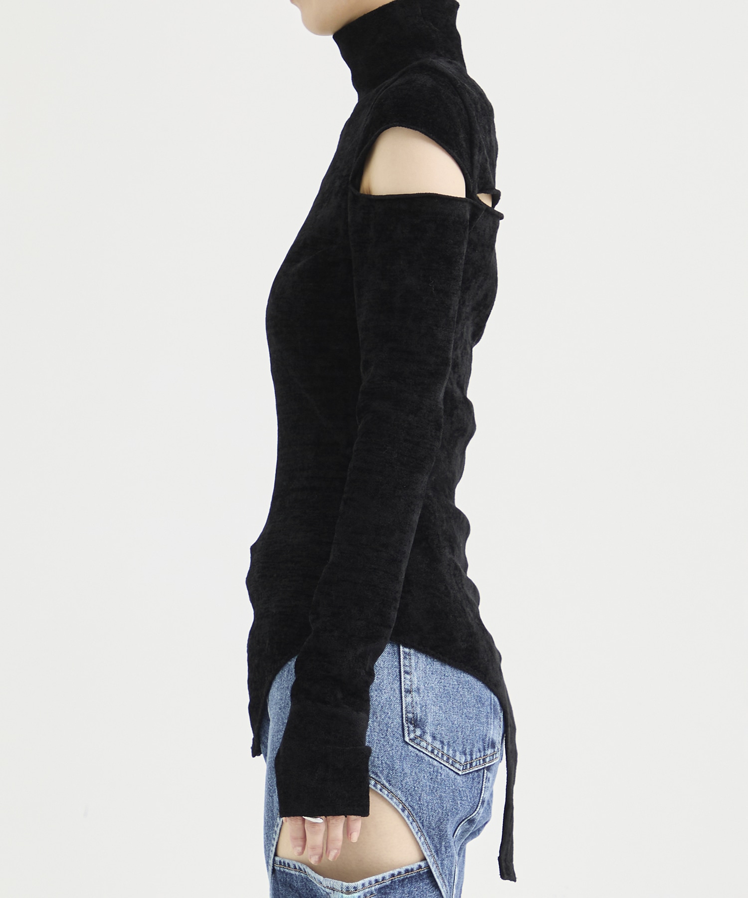 VELOUR KNIT TURTLENECK BODYSUTS FETICO