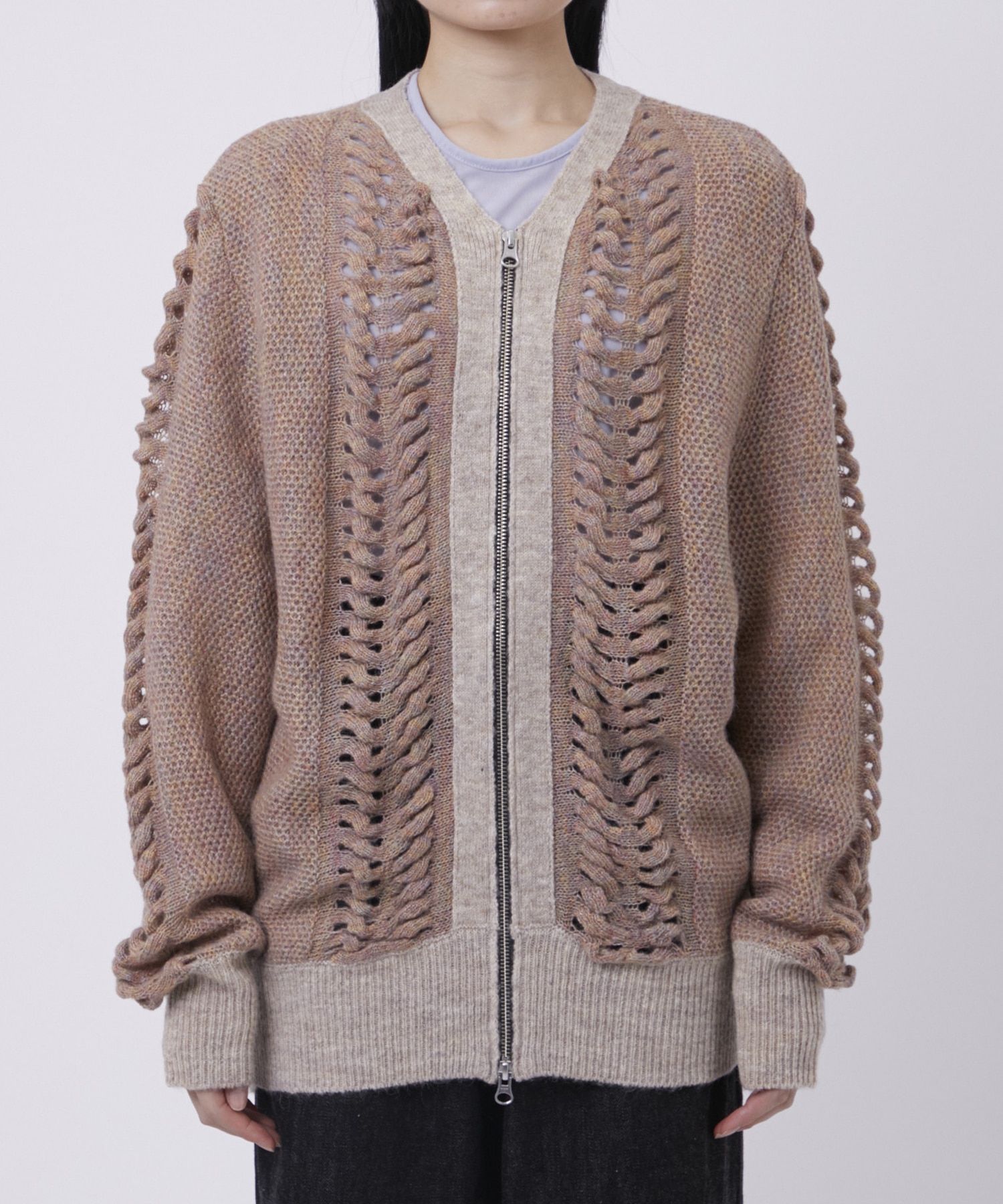 ウールモヘアZIP Knit Cardigan PEIEN