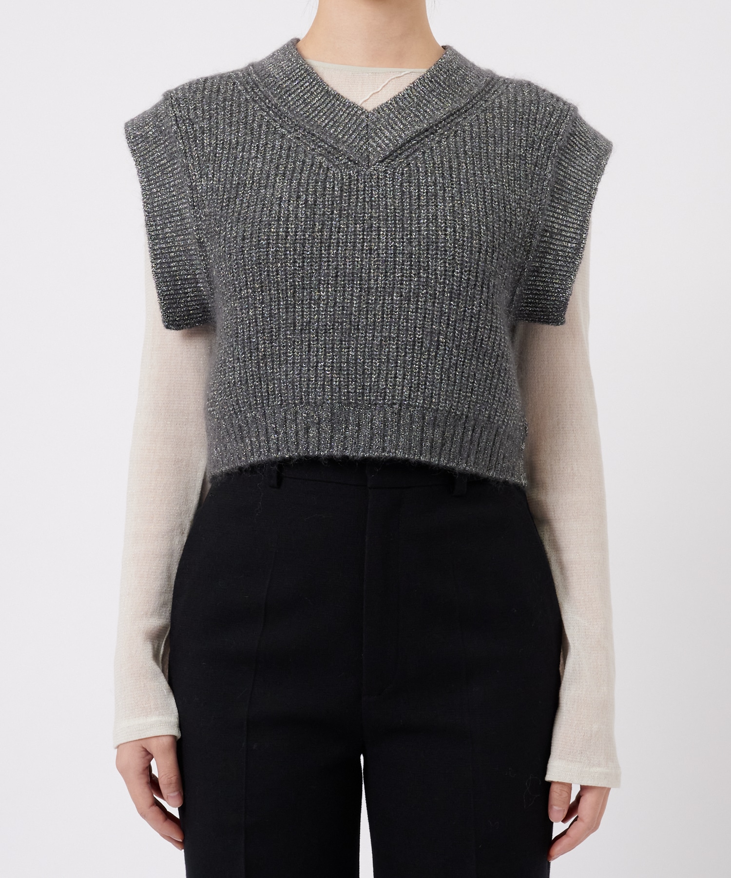 Mohair Lame Knit Vest STUDIOUS