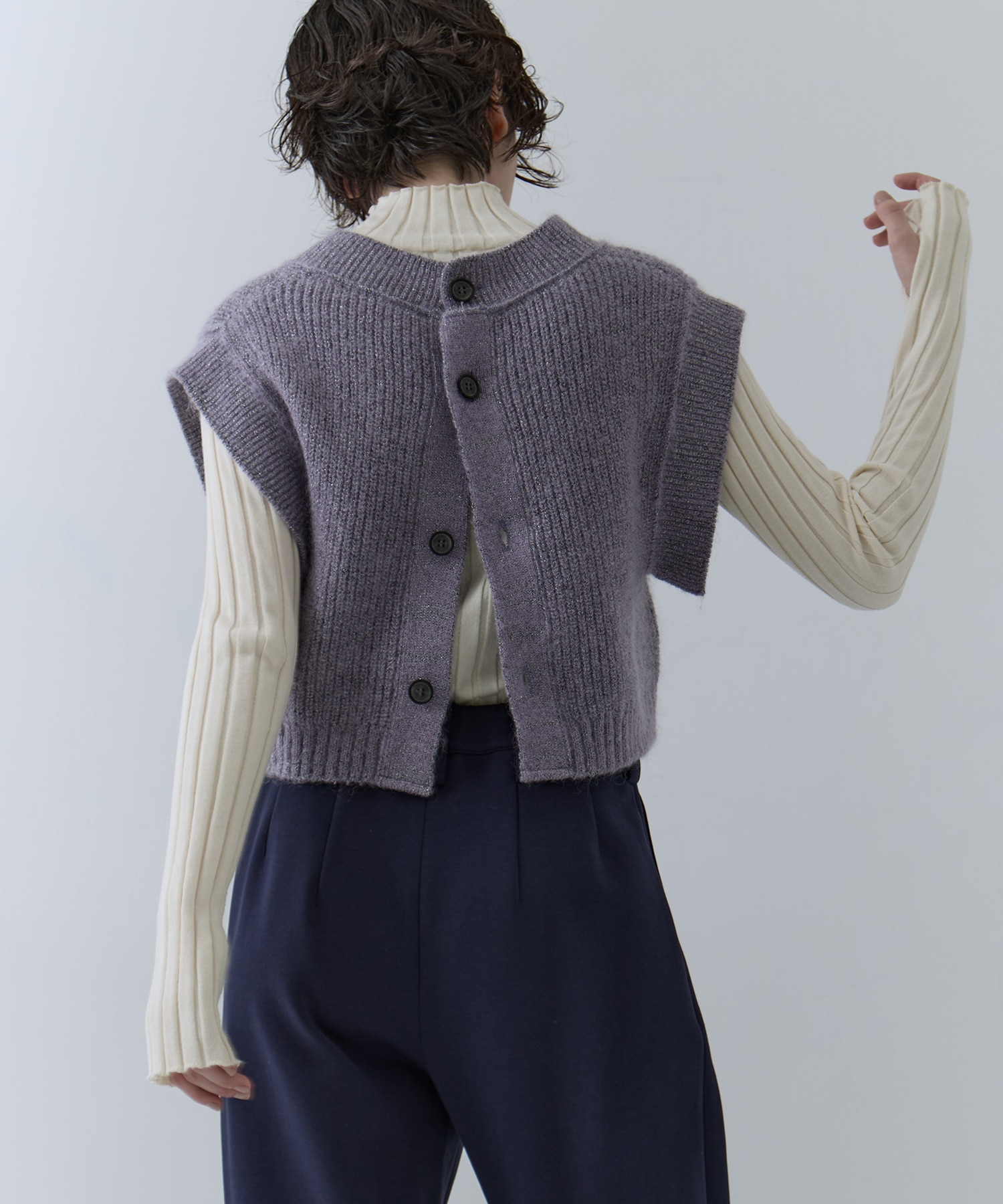 Mohair Lame Knit Vest STUDIOUS