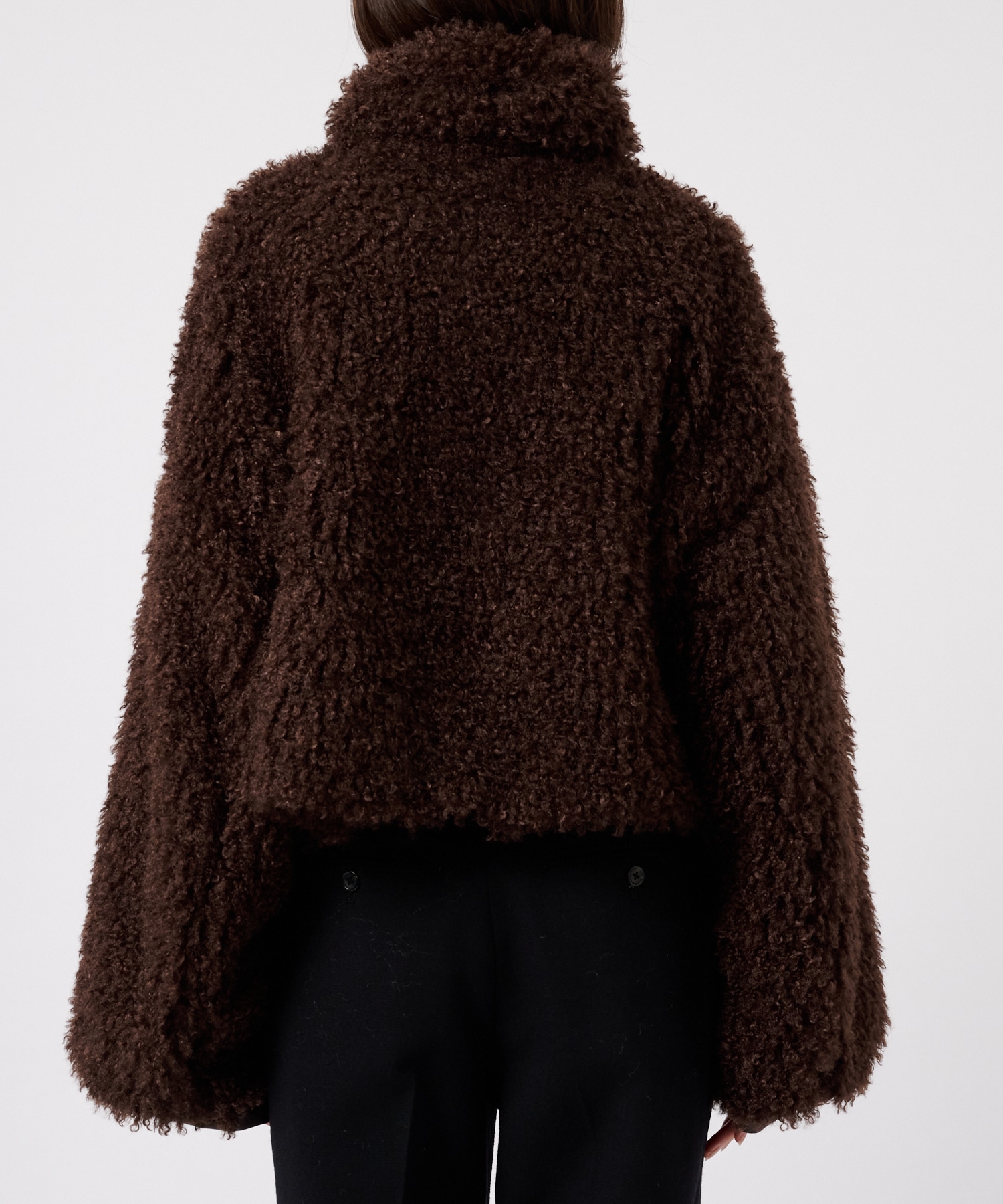 CRIMPED FUR CROPPED BLOUSON THINGS THAT MATTER