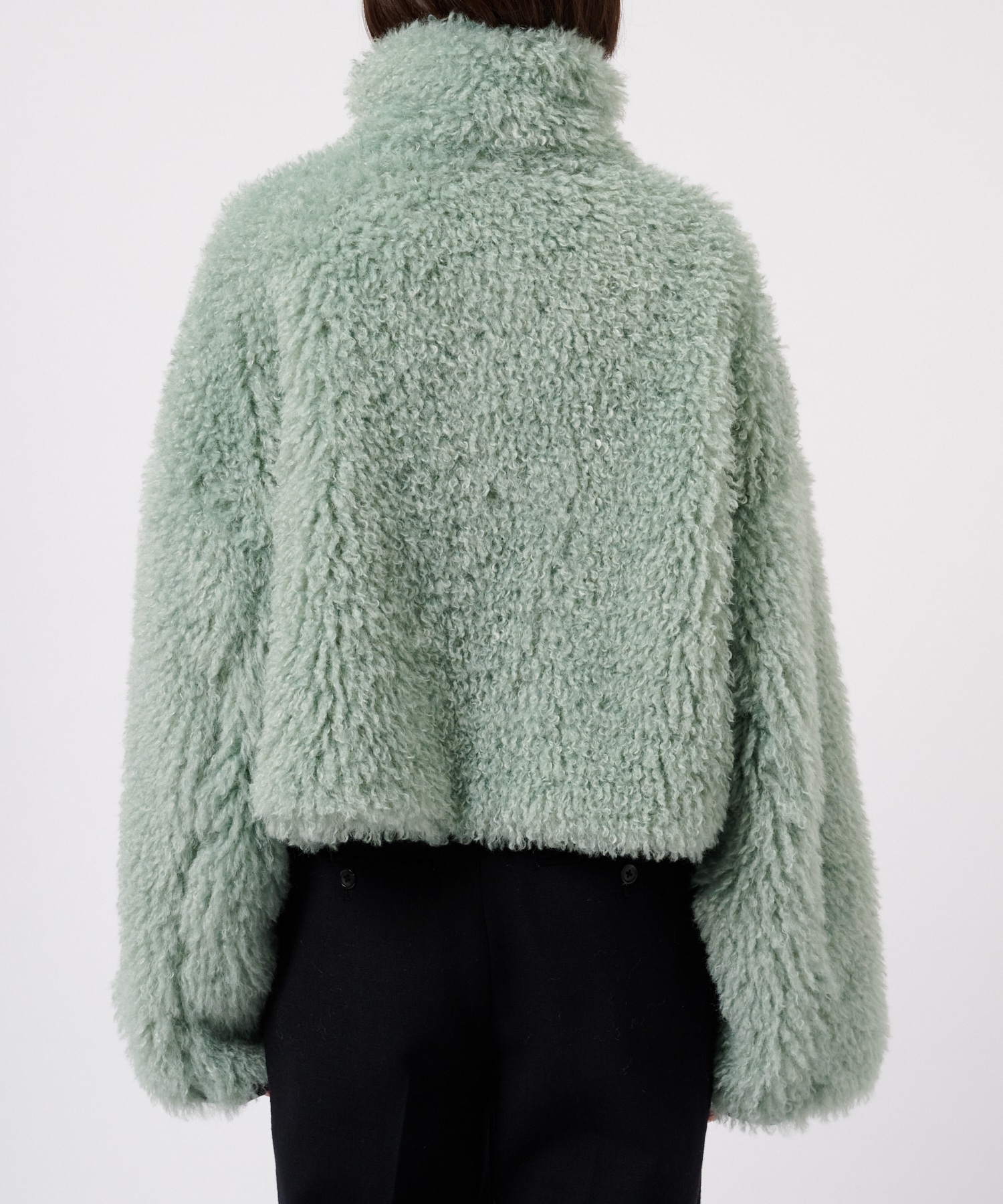 CRIMPED FUR CROPPED BLOUSON THINGS THAT MATTER