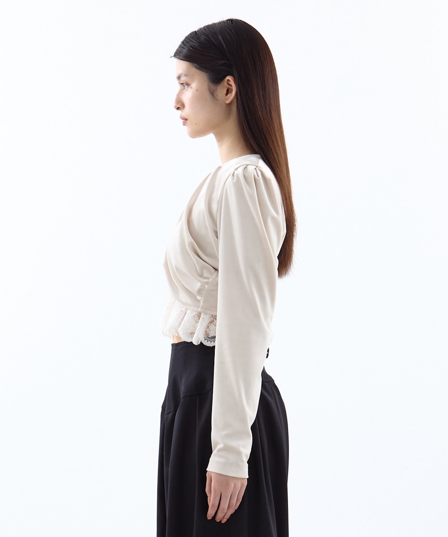 gather neck velour tops tanakadaisuke