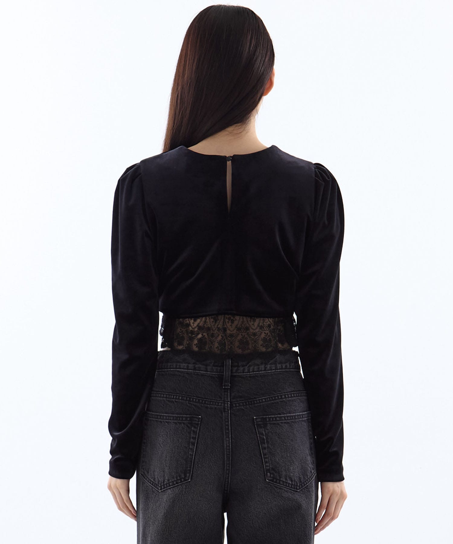 gather neck velour tops tanakadaisuke