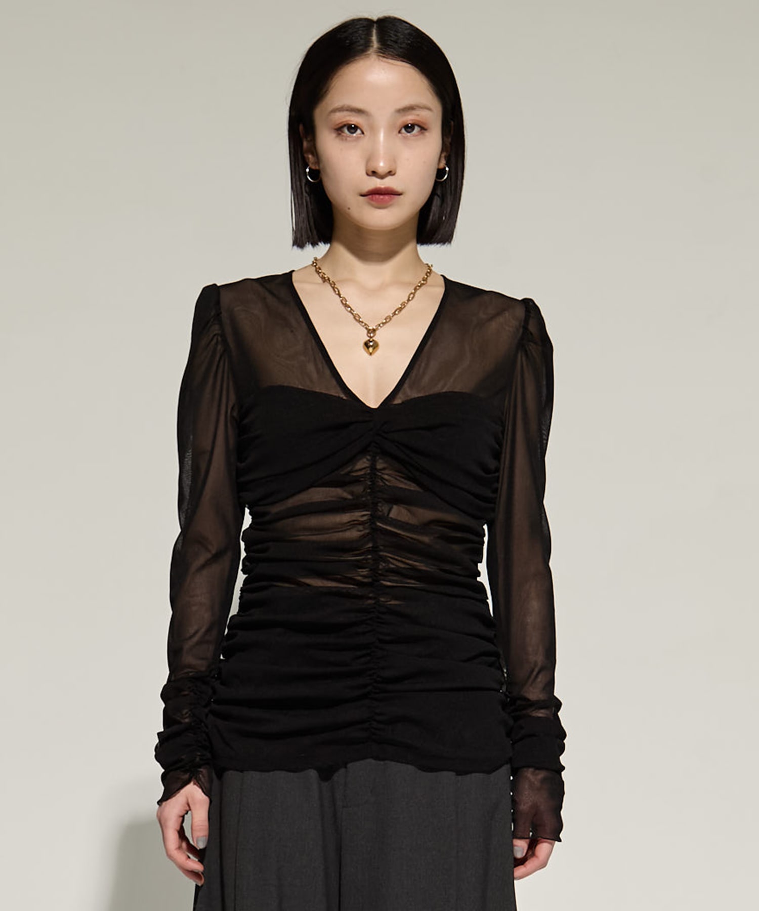 別注 TULLE GATHERED TOP FETICO