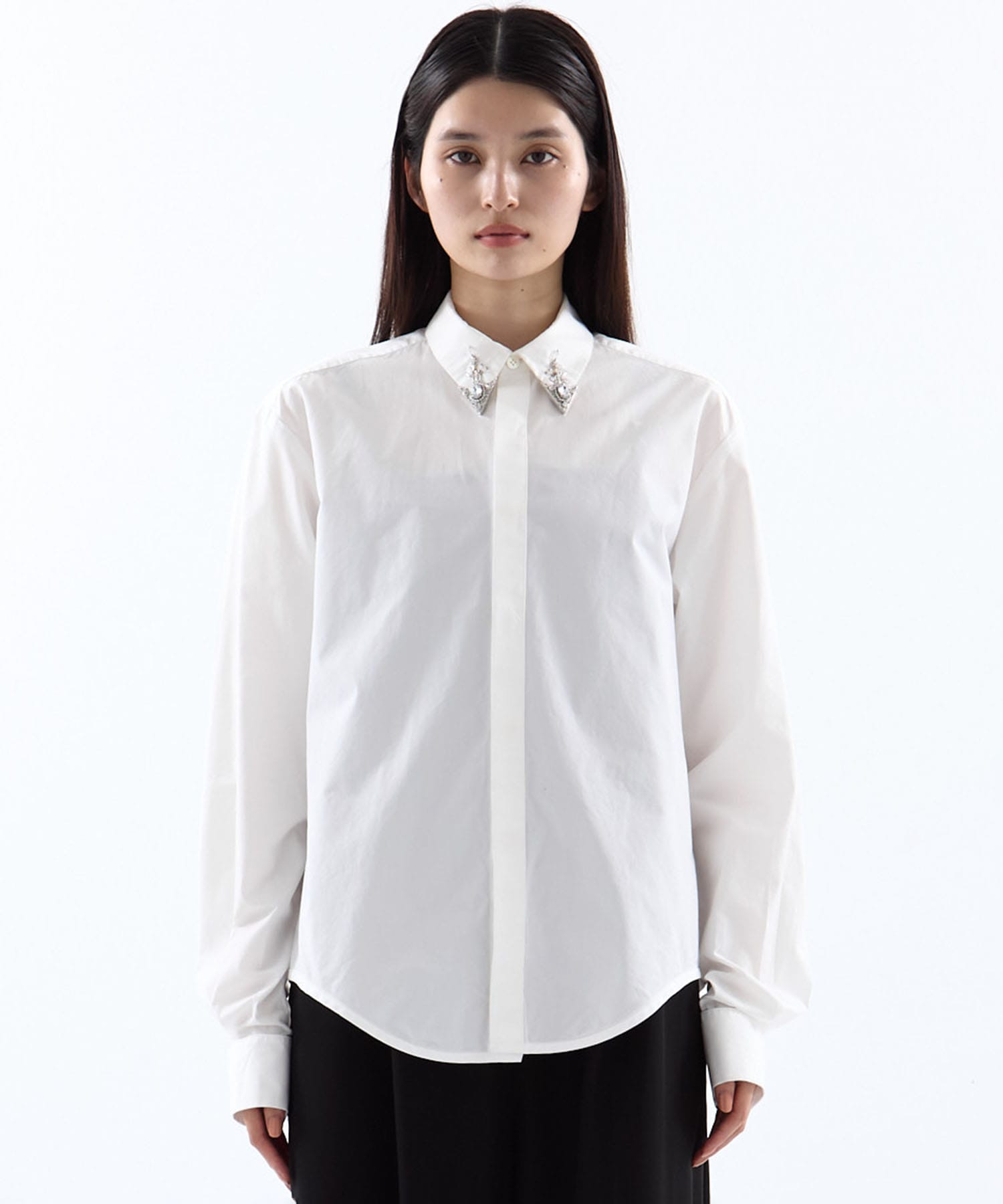 crystal silver tip lapel shirt tanakadaisuke