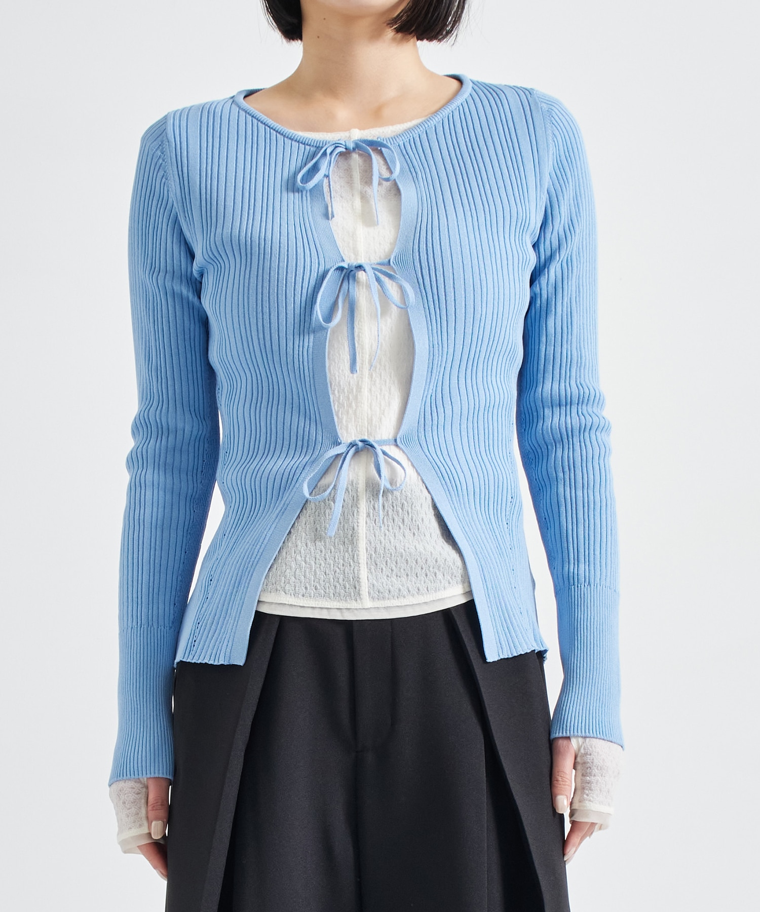 Ribbon Front Knit Cardigan STUDIOUS