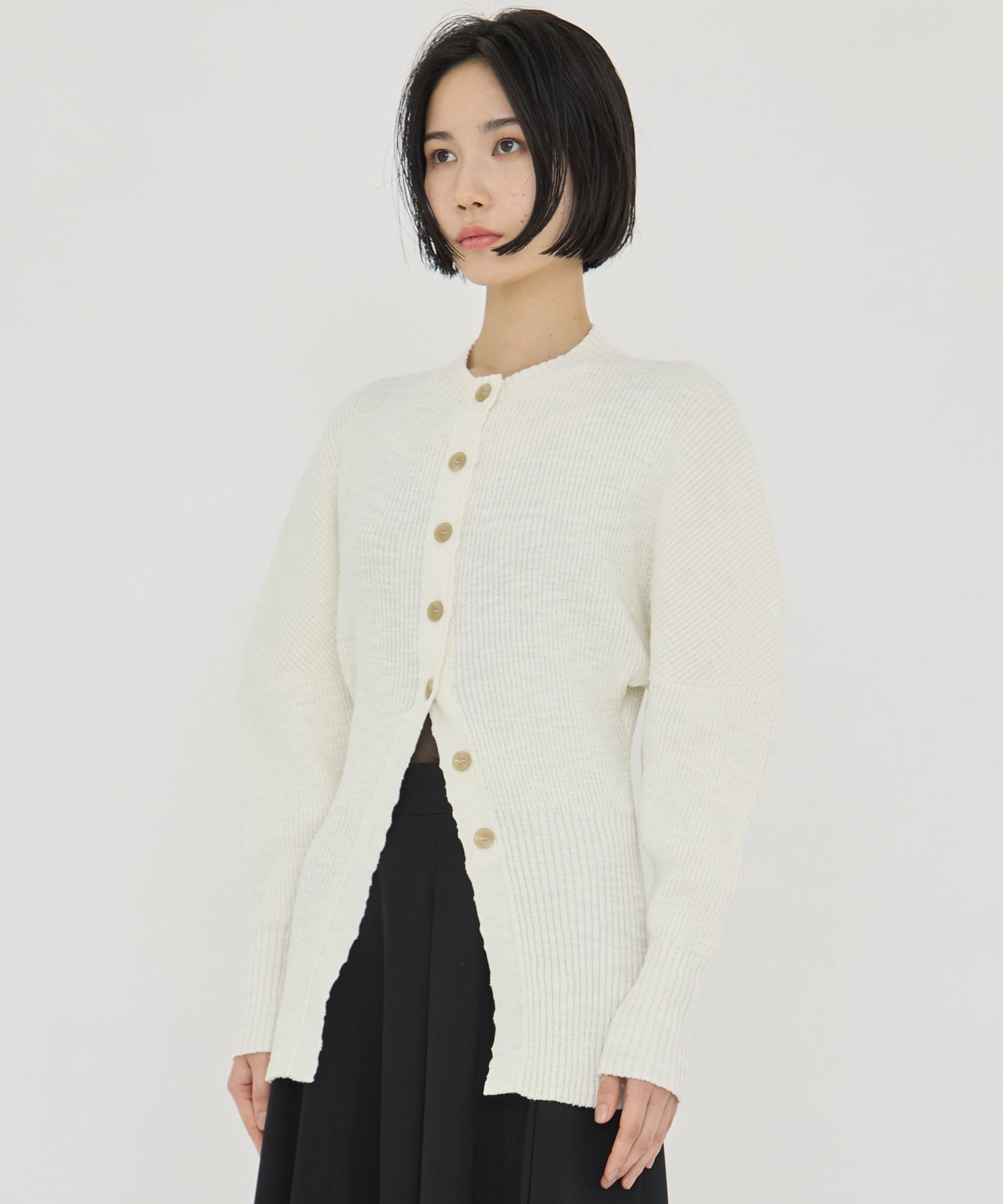 Greer crew neck knit cardigan AKIRANAKA