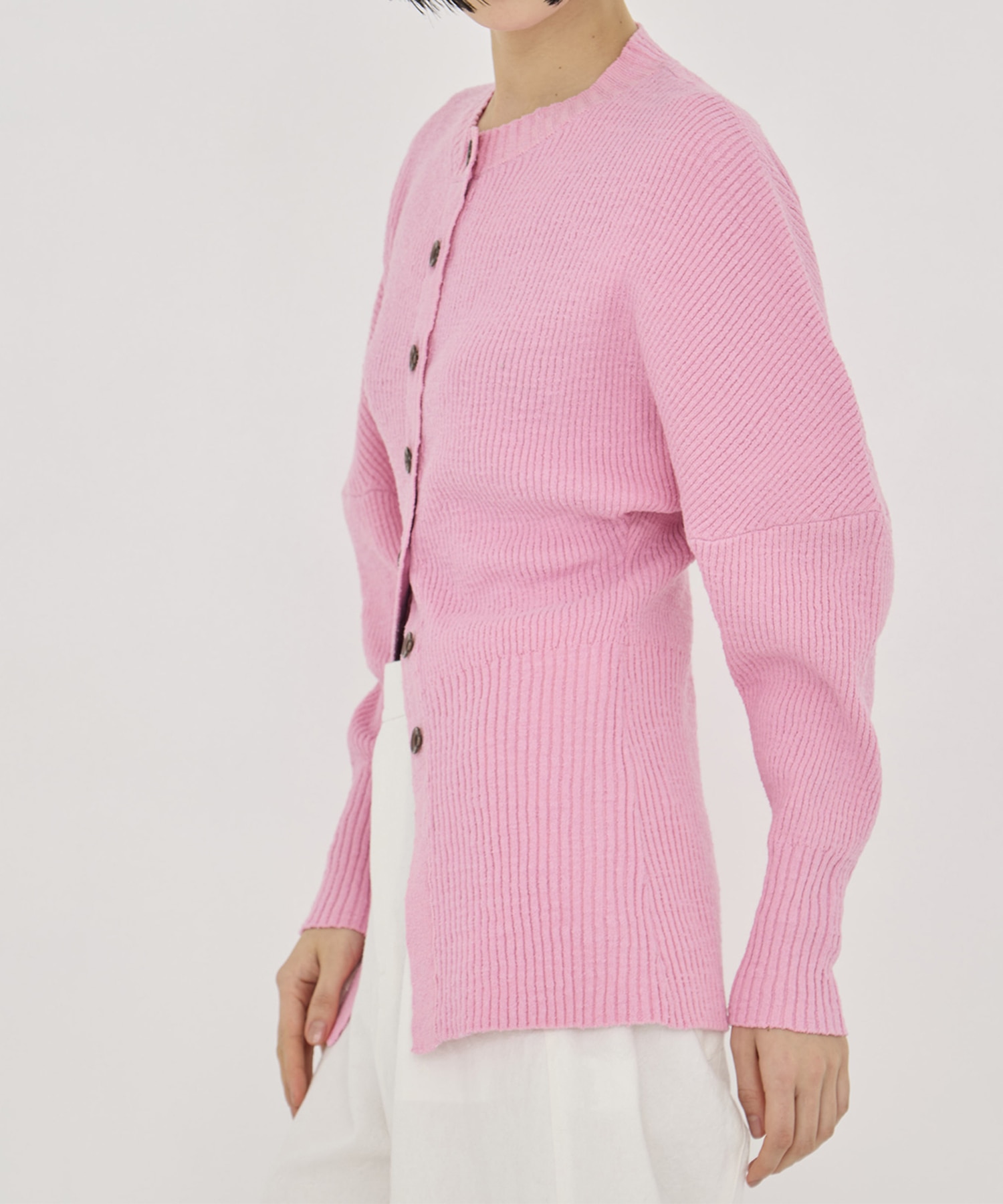 Greer crew neck knit cardigan AKIRANAKA