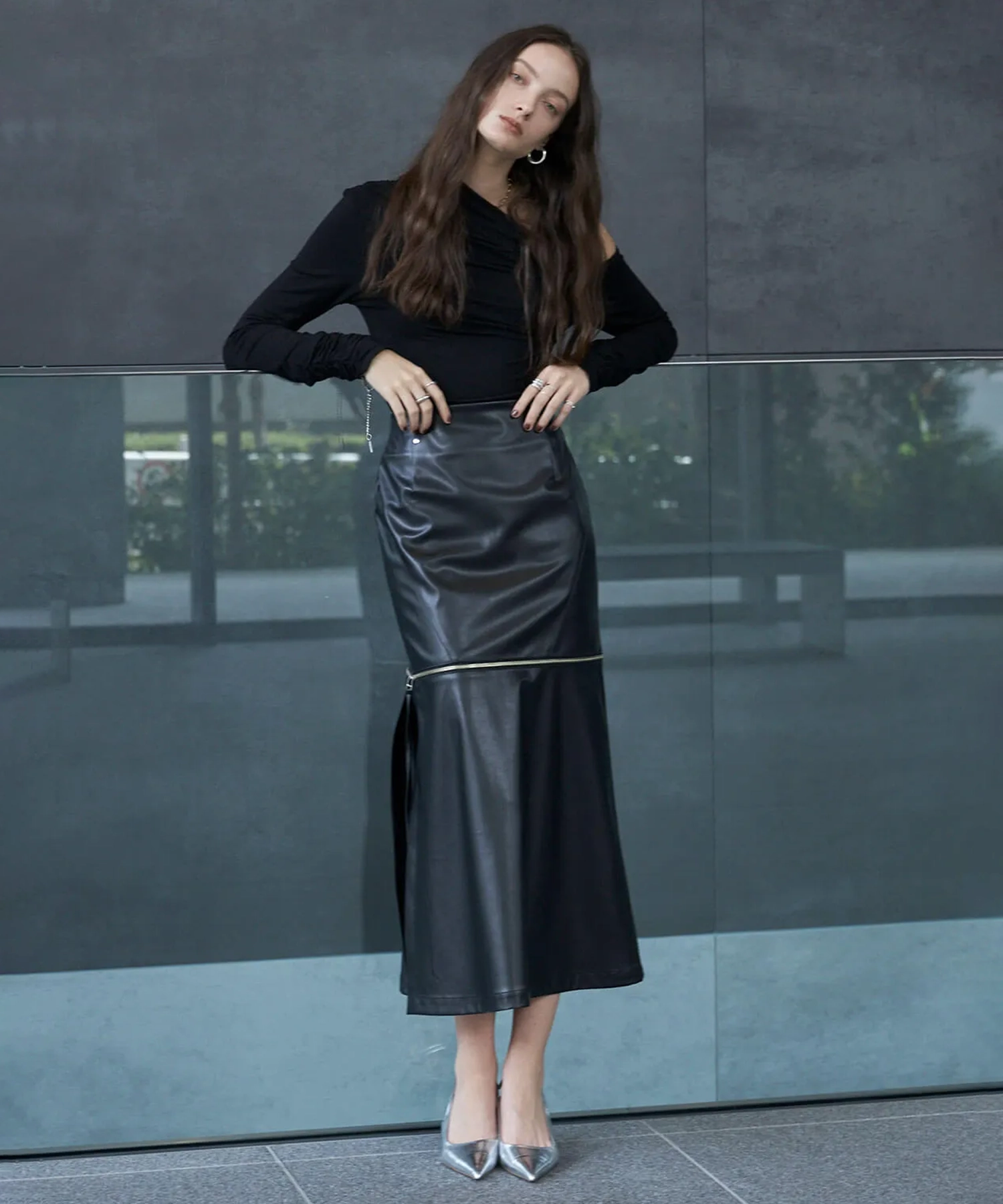 LEATHER ZIP SKIRT JOSEMOON