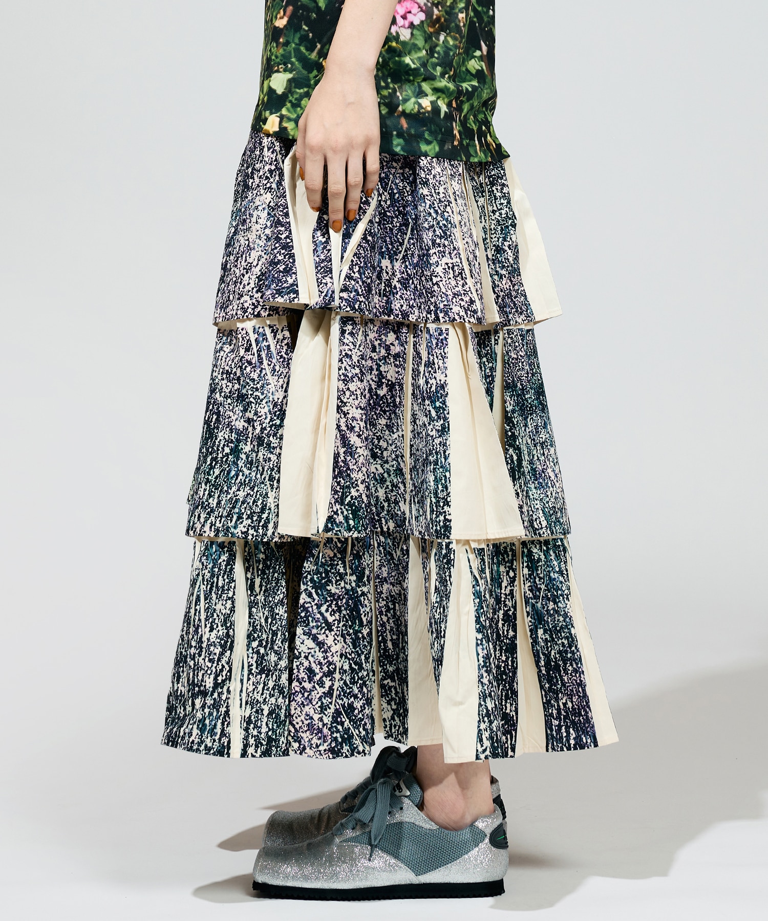 DIRECT PRINT RIB GATHER LONG SKIRT NON TOKYO