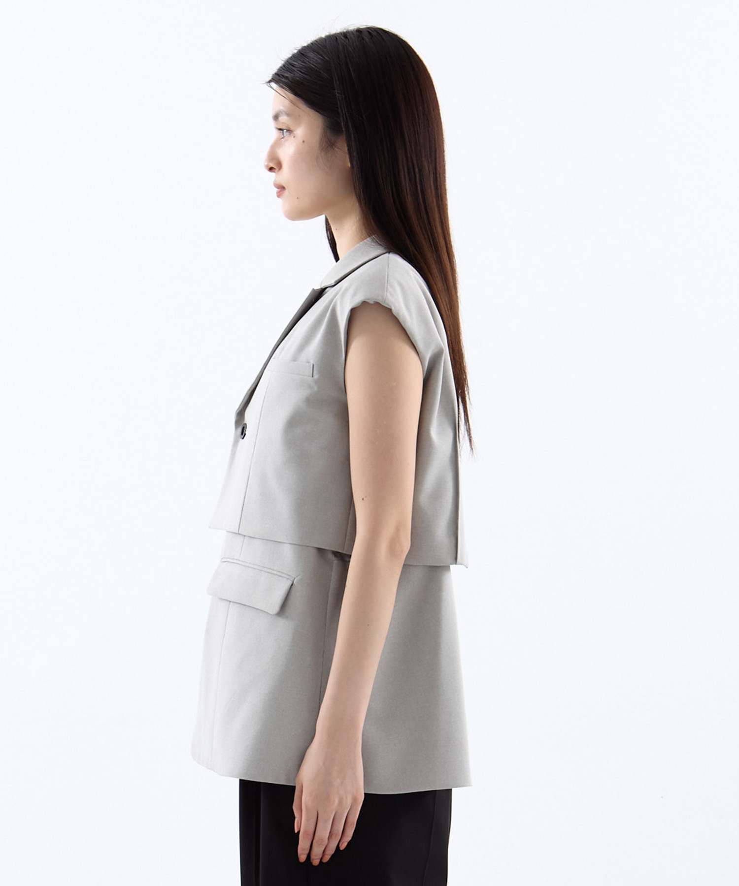3WAY PIN TUCK LAYERED VEST AMERI