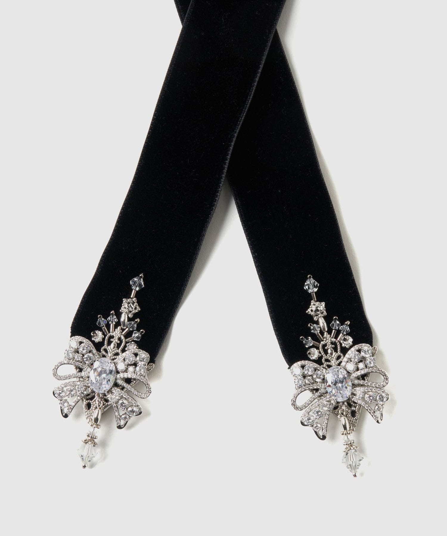 ribbon bijou velvet long ribbon Black tanakadaisuke