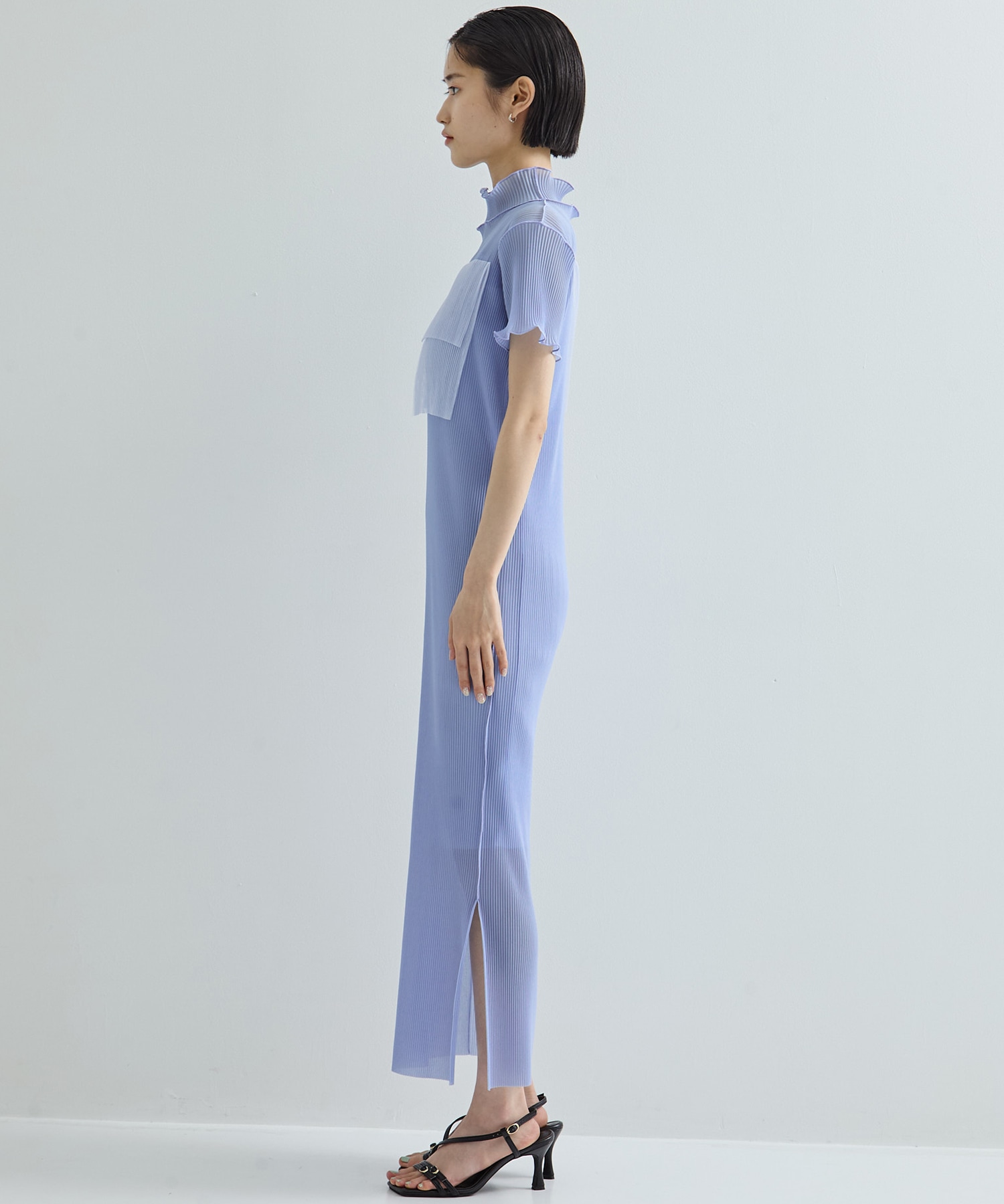 別注SHEER LAYERED SHORT SLEEVE HIGH NECK  DRESS kotohayokozawa