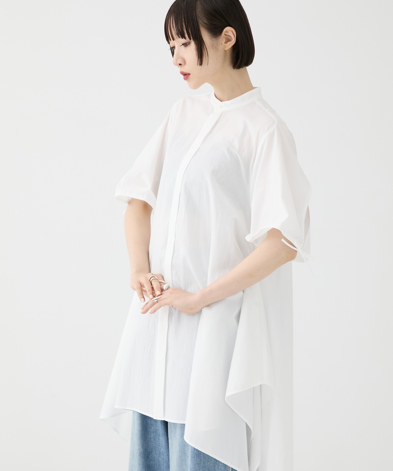 別注 Coボイルサッカーケープスリーブシャツ FEMMENT