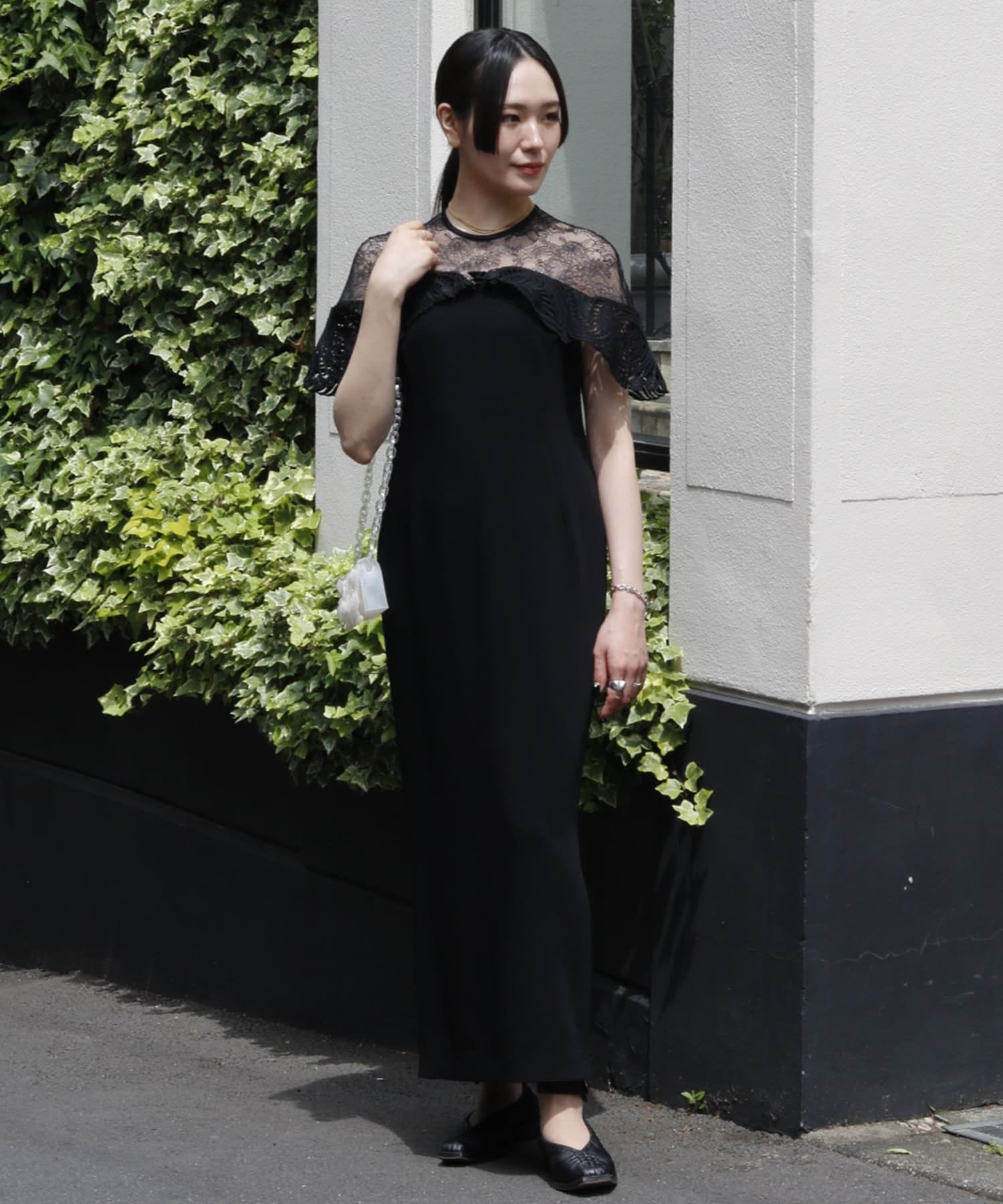 ◆Mame Kurogouchi マメ クロゴウチ◆Tulle Lace Classic Dress Tulle Lace Classic Dress(1 BLACK): Mame Kurogouchi: WOMENS