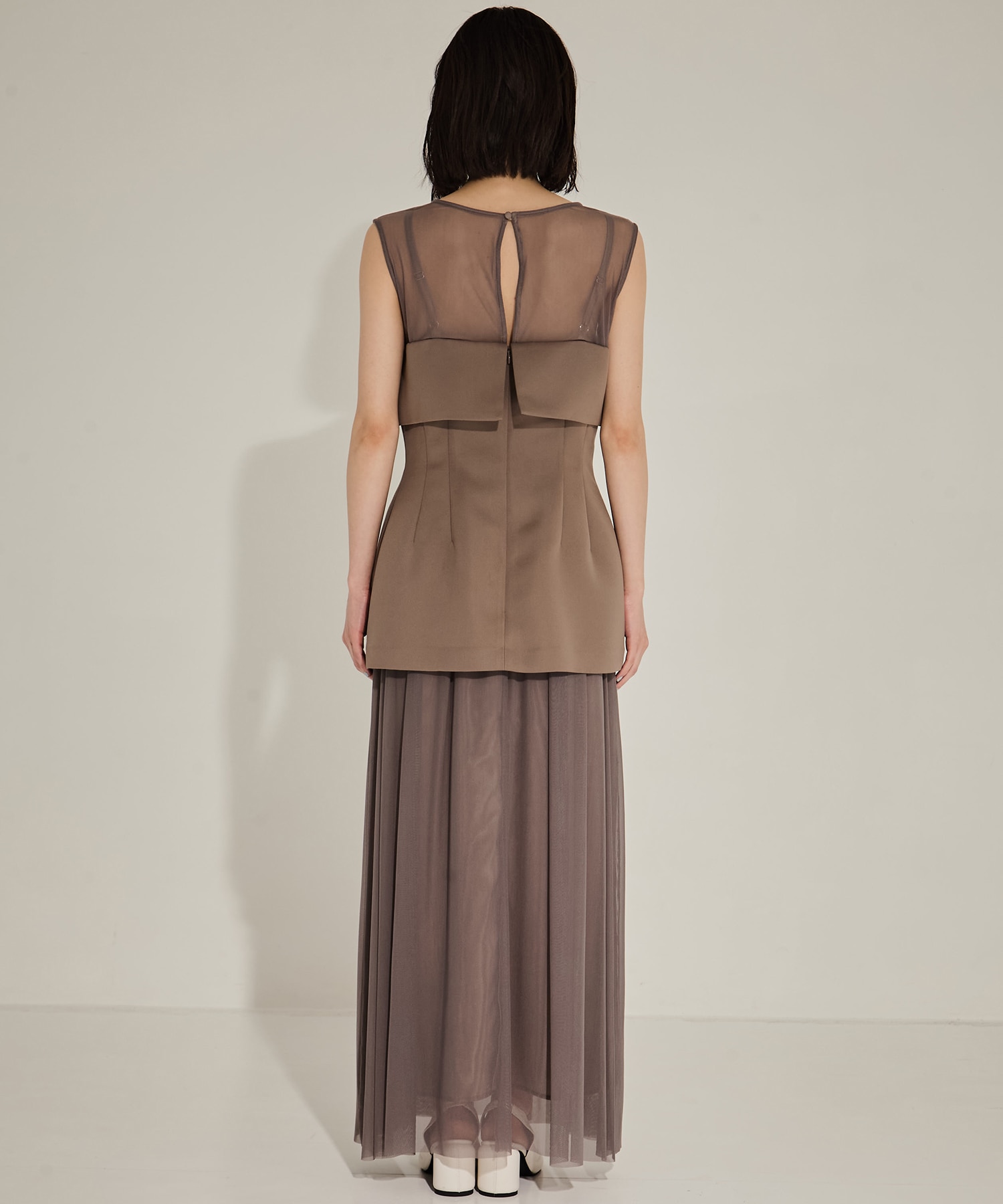 CORSET LAYERED SHEER DRESS AMERI