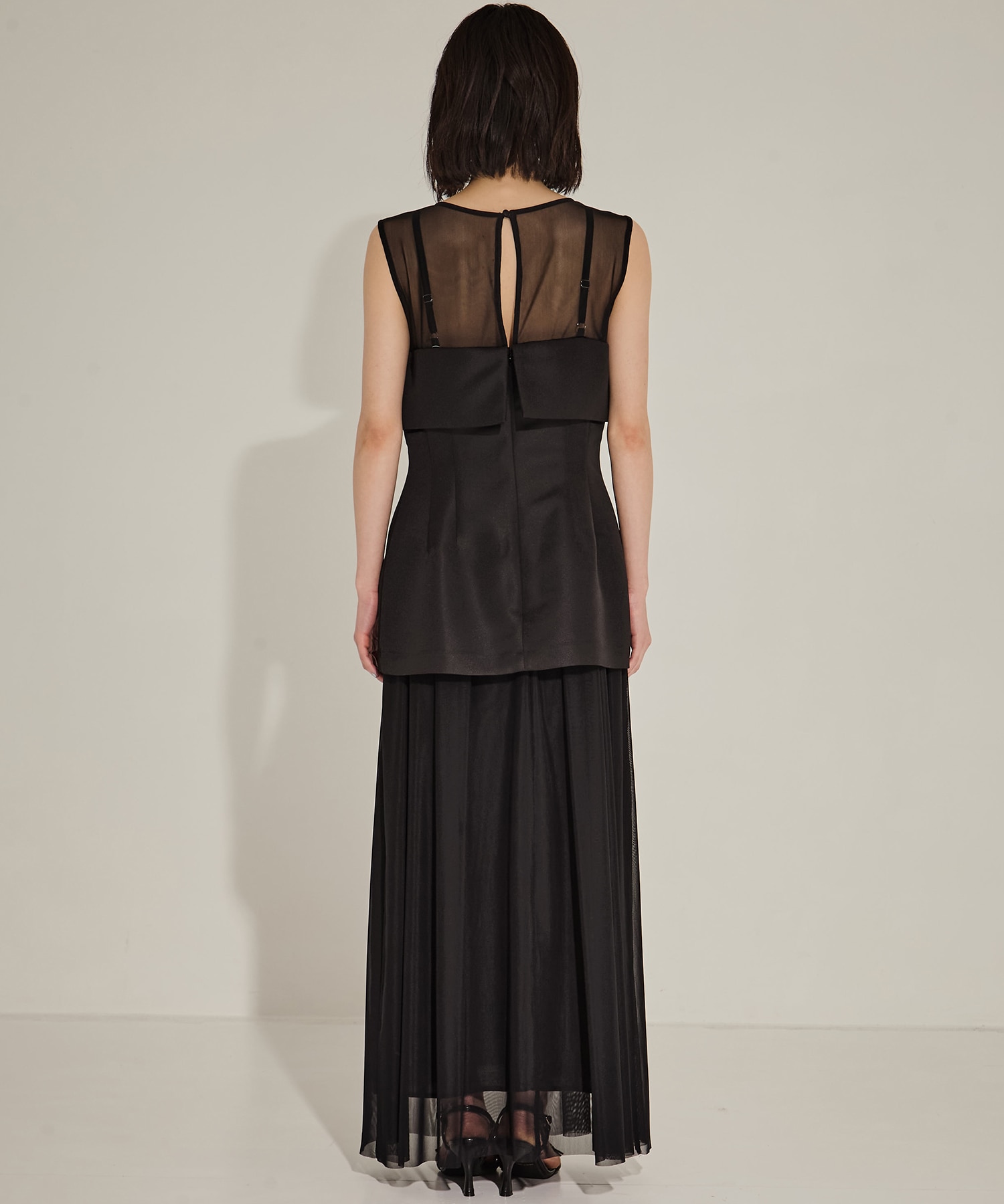 CORSET LAYERED SHEER DRESS AMERI