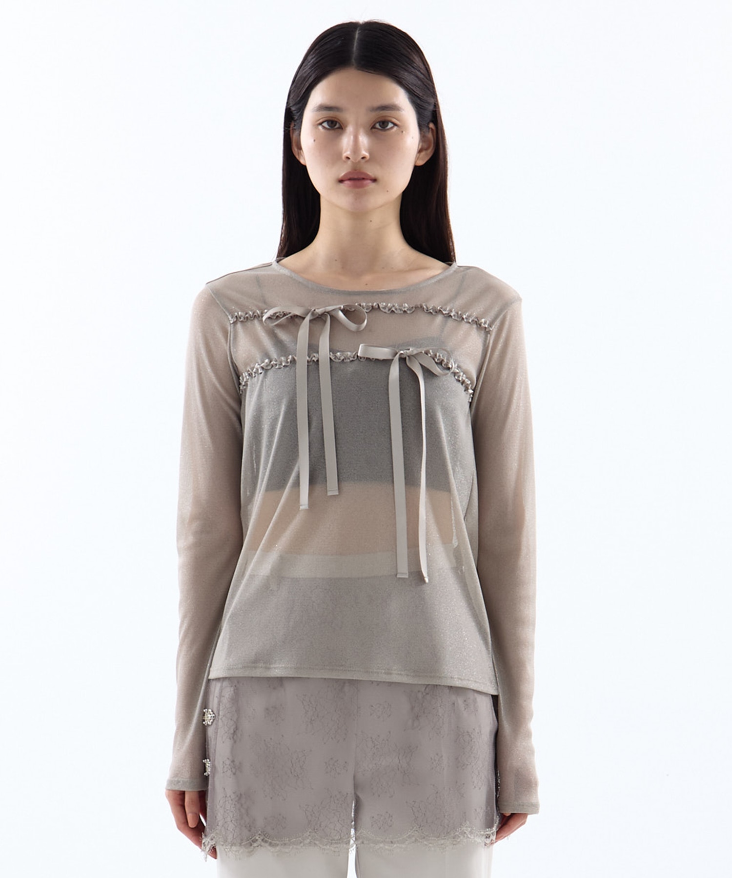 別注SHEER RIBON SKIN TOPS HOUGA