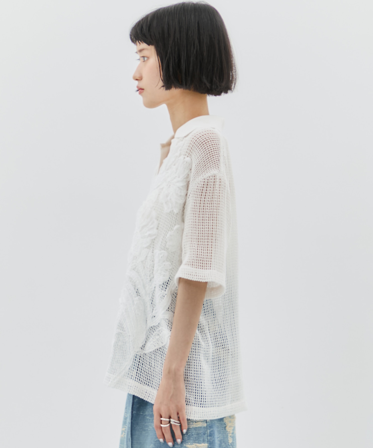 MESH EMBROIDERY POLO SHIRT TAAKK