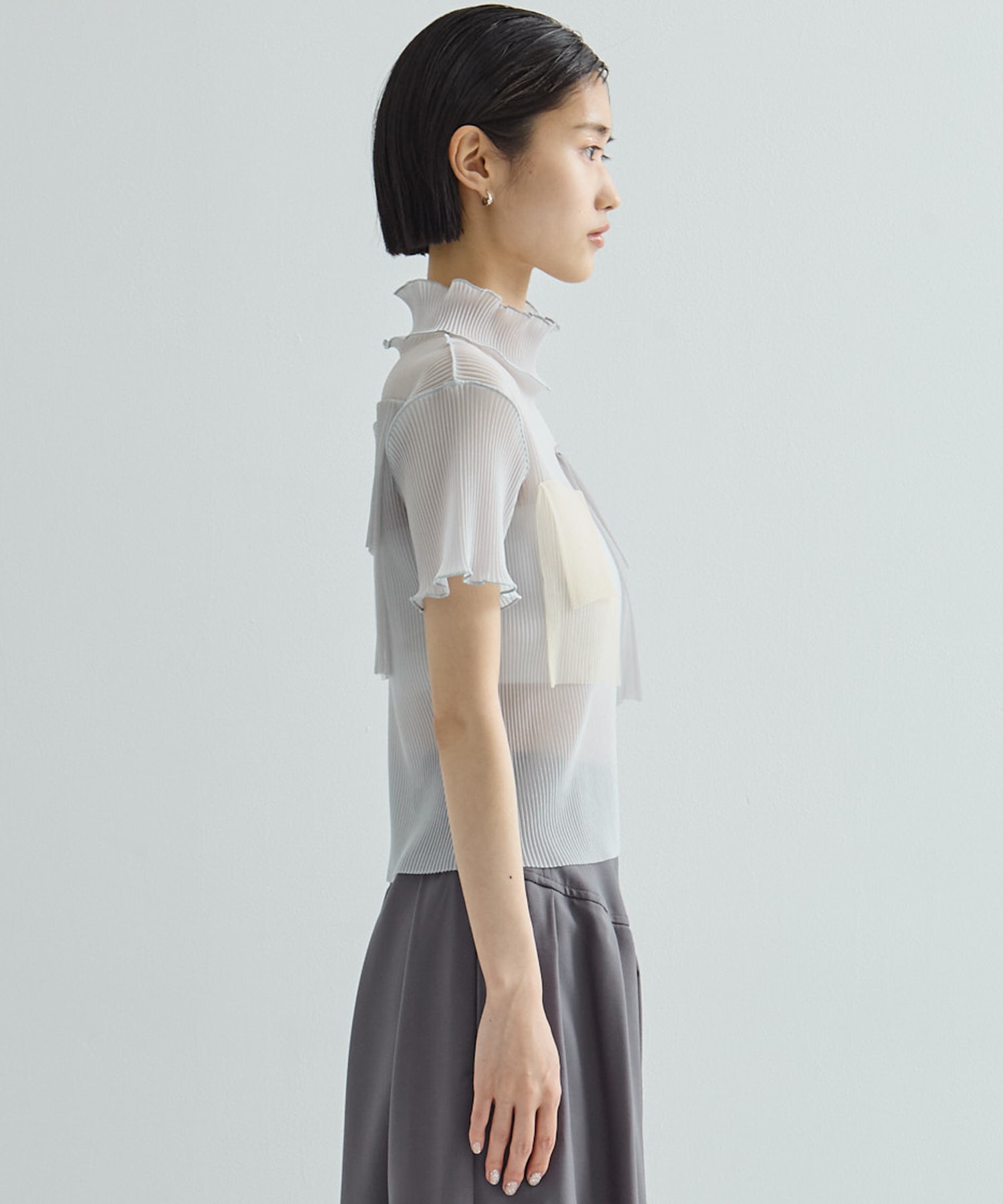 別注SHEER SHORT HIGHNECK SLEEVE TOP kotohayokozawa