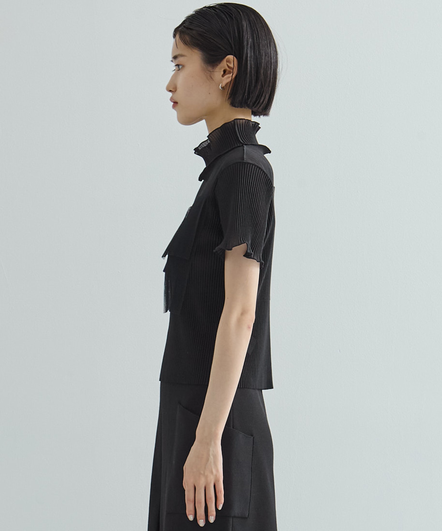 別注SHEER SHORT HIGHNECK SLEEVE TOP kotohayokozawa