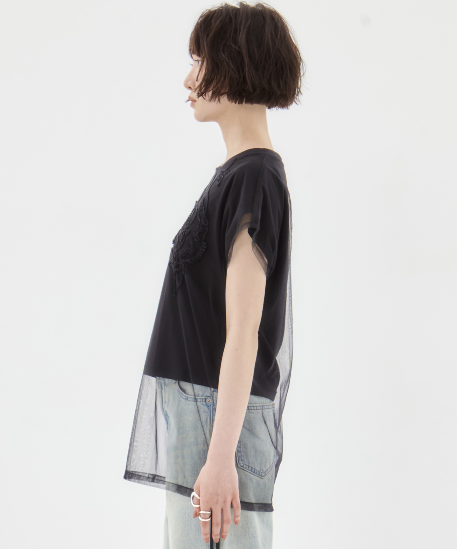 EX.embroidered tulle layered tops MURRAL