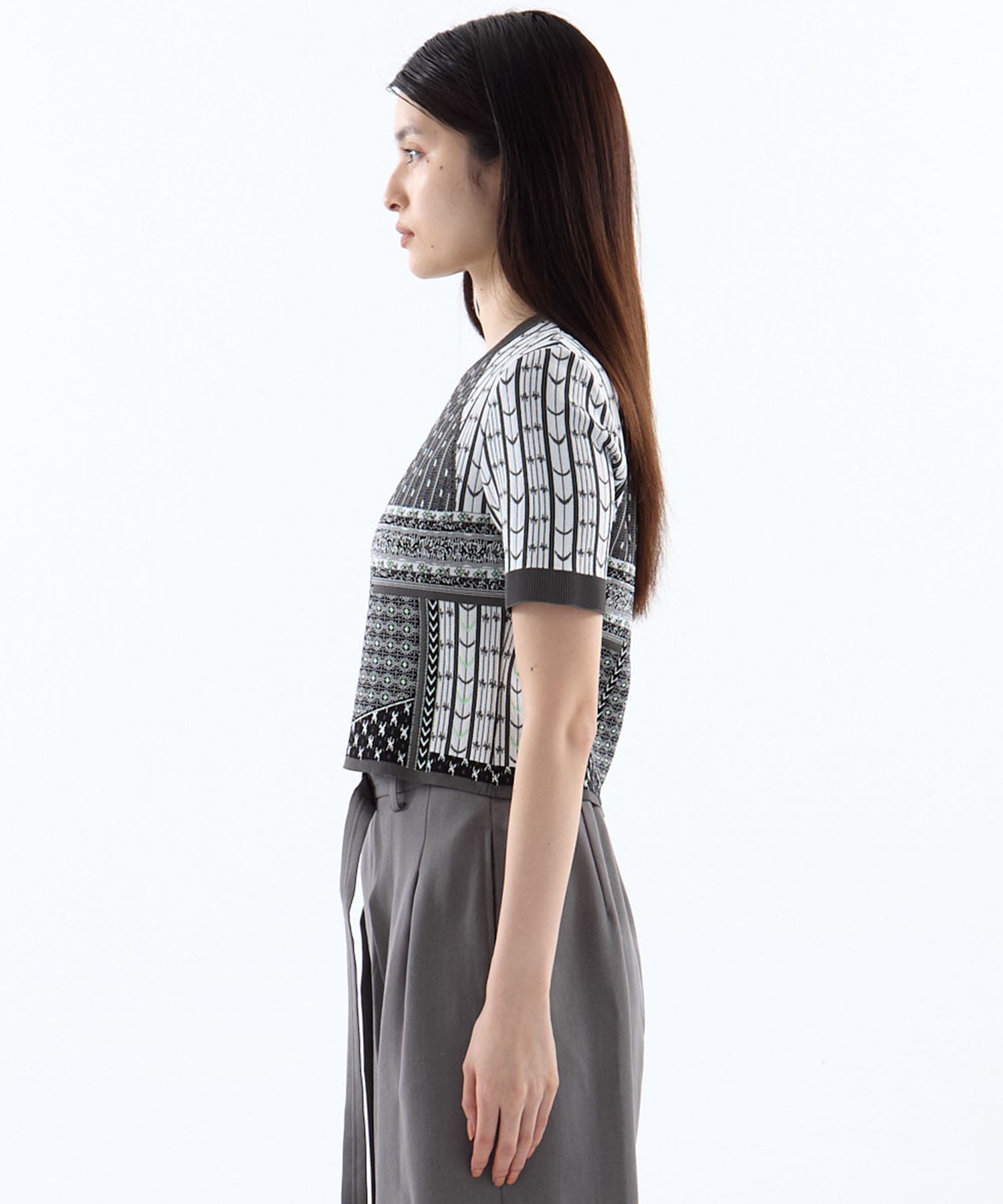 Geometric Pattern Knitted Top Mame Kurogouchi