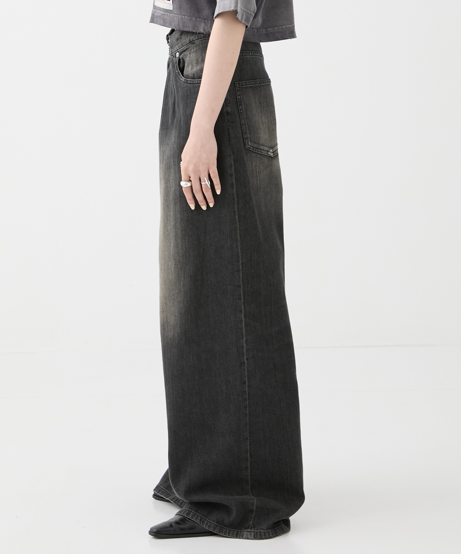 別注 WASHED DENIM FOLDED WIDE PANTS (SHORT LENGTH) JOHN LAWRENCE SULLIVAN