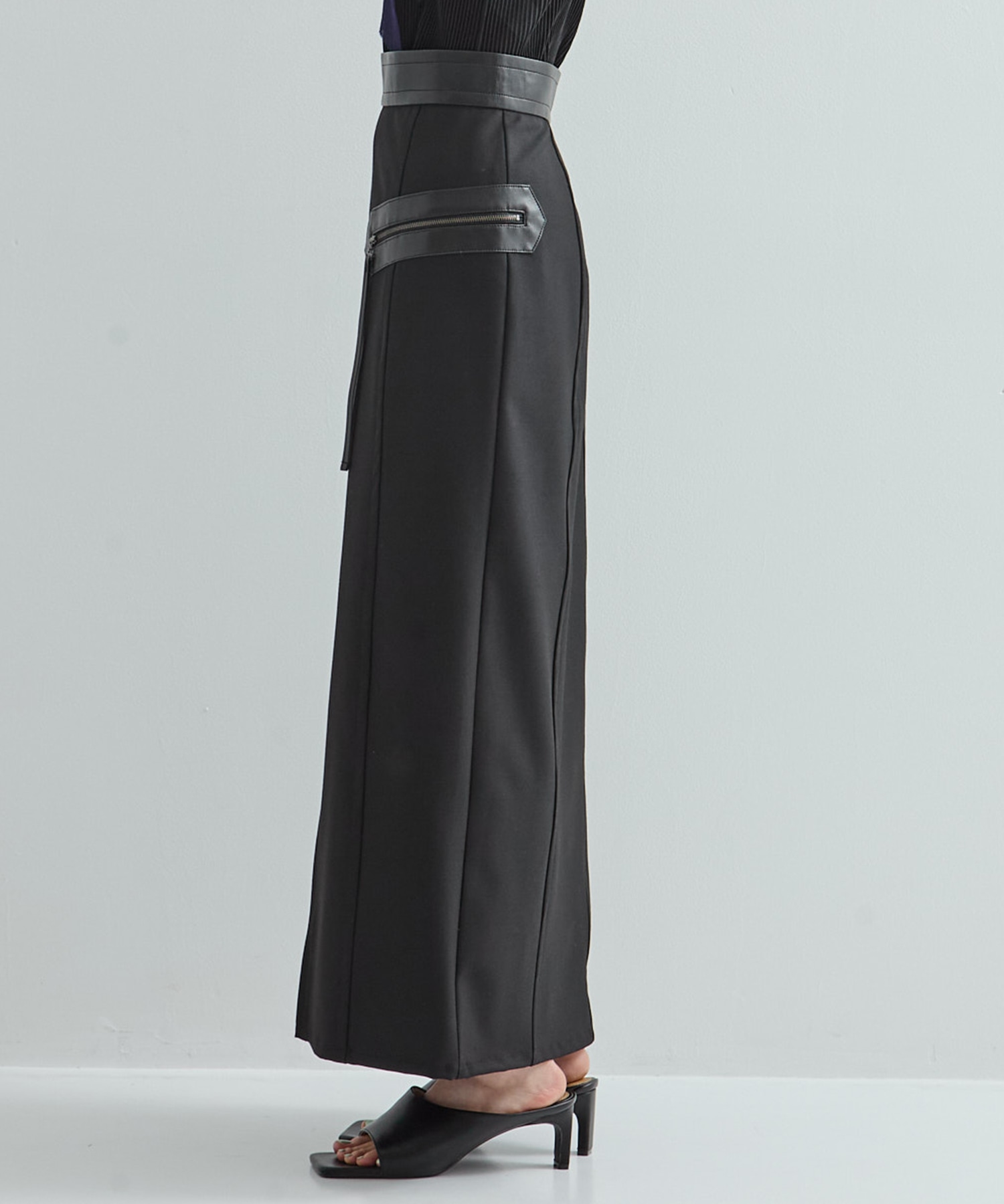 Leather Belted Straight SK STUDIOUS