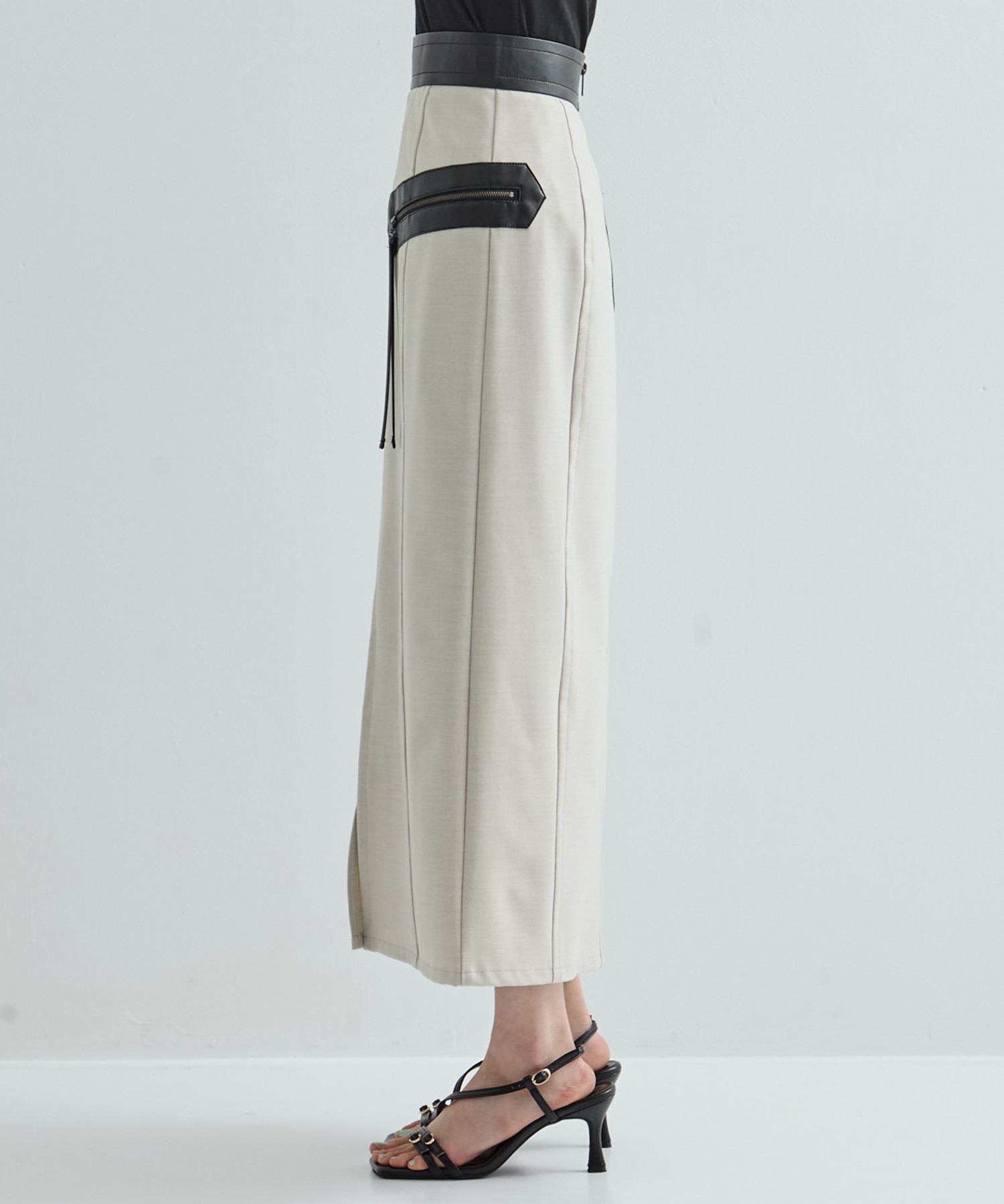 Leather Belted Straight SK STUDIOUS