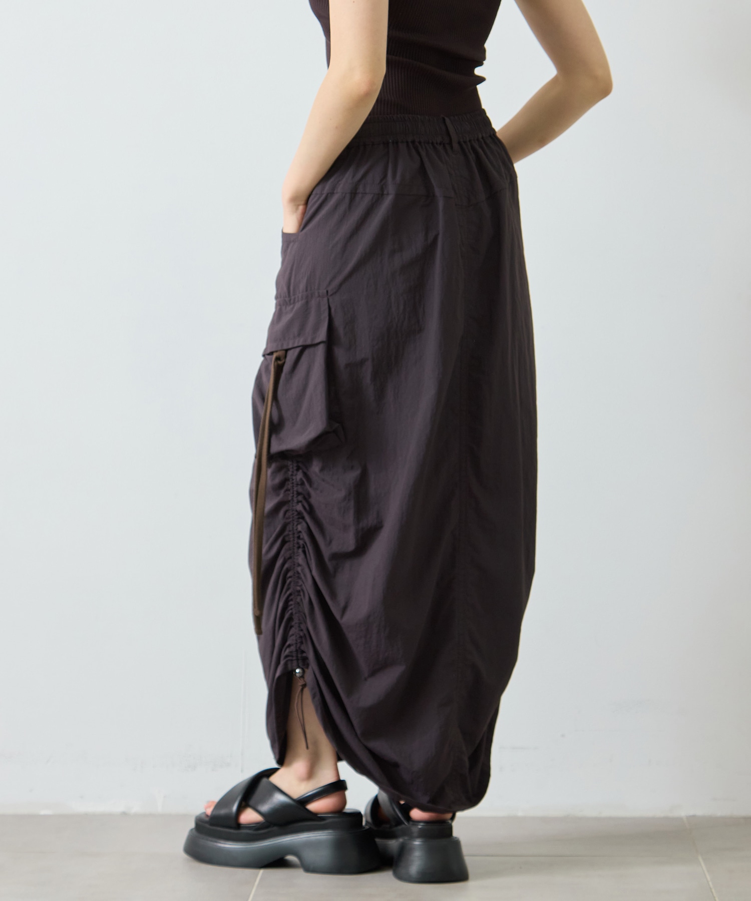 Drawstring Cargo Skirt(1 DARK GREY): STUDIOUS: WOMENS｜ STUDIOUS