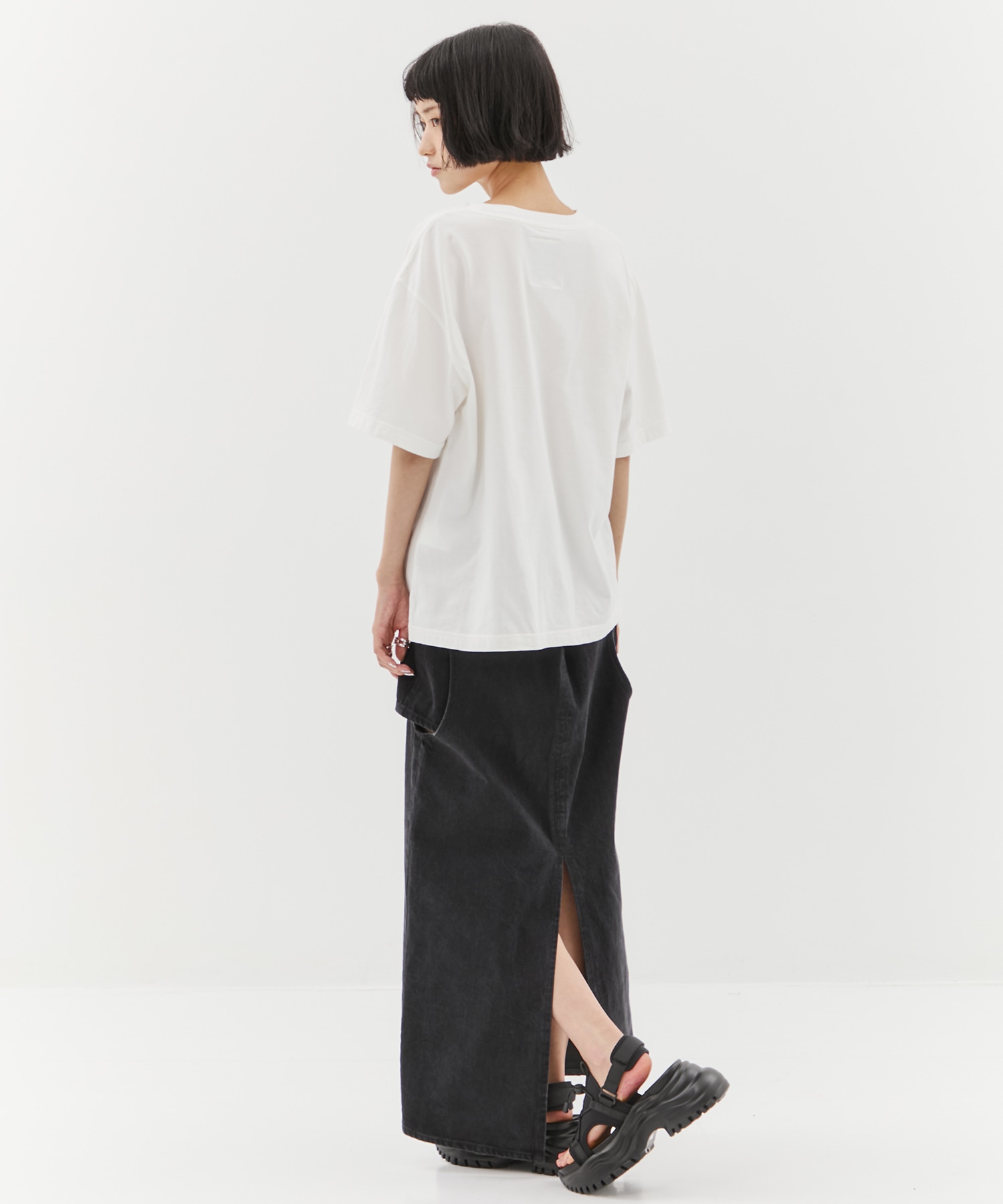別注サークルカットデニムスカート CLANE