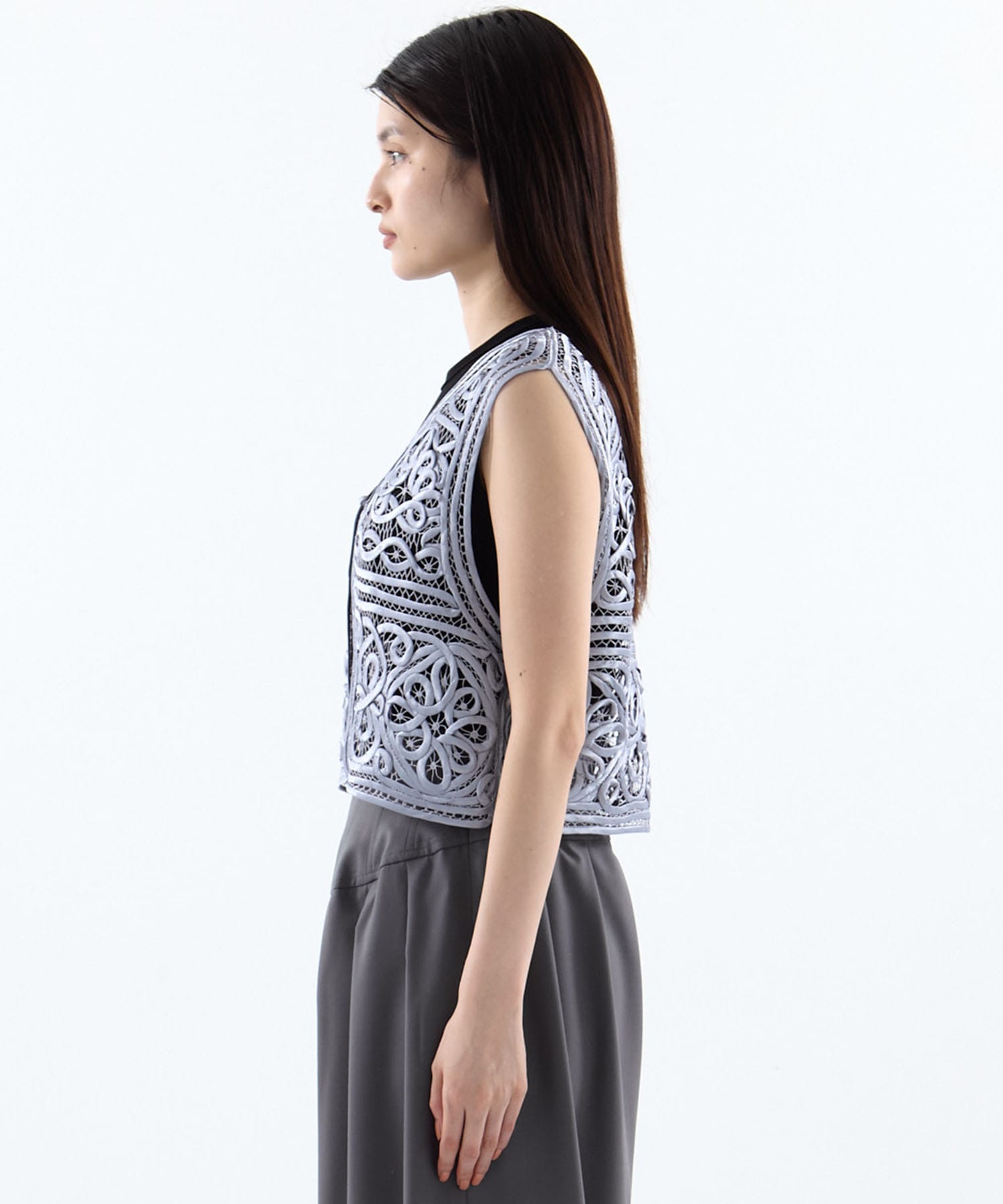 2WAY SATIN BATTEN  LACE VEST AMERI