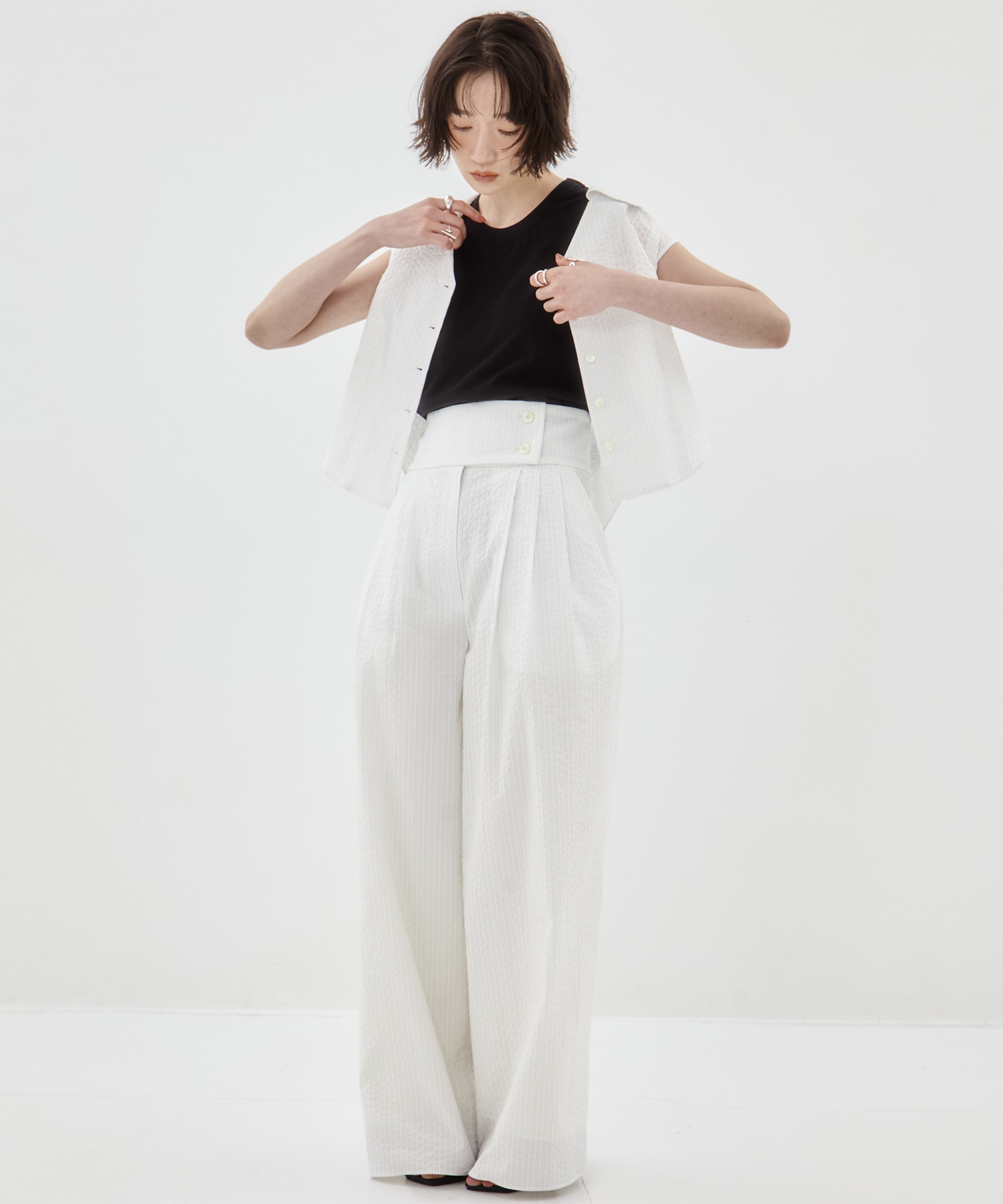 Seersucker Flare Pants STUDIOUS
