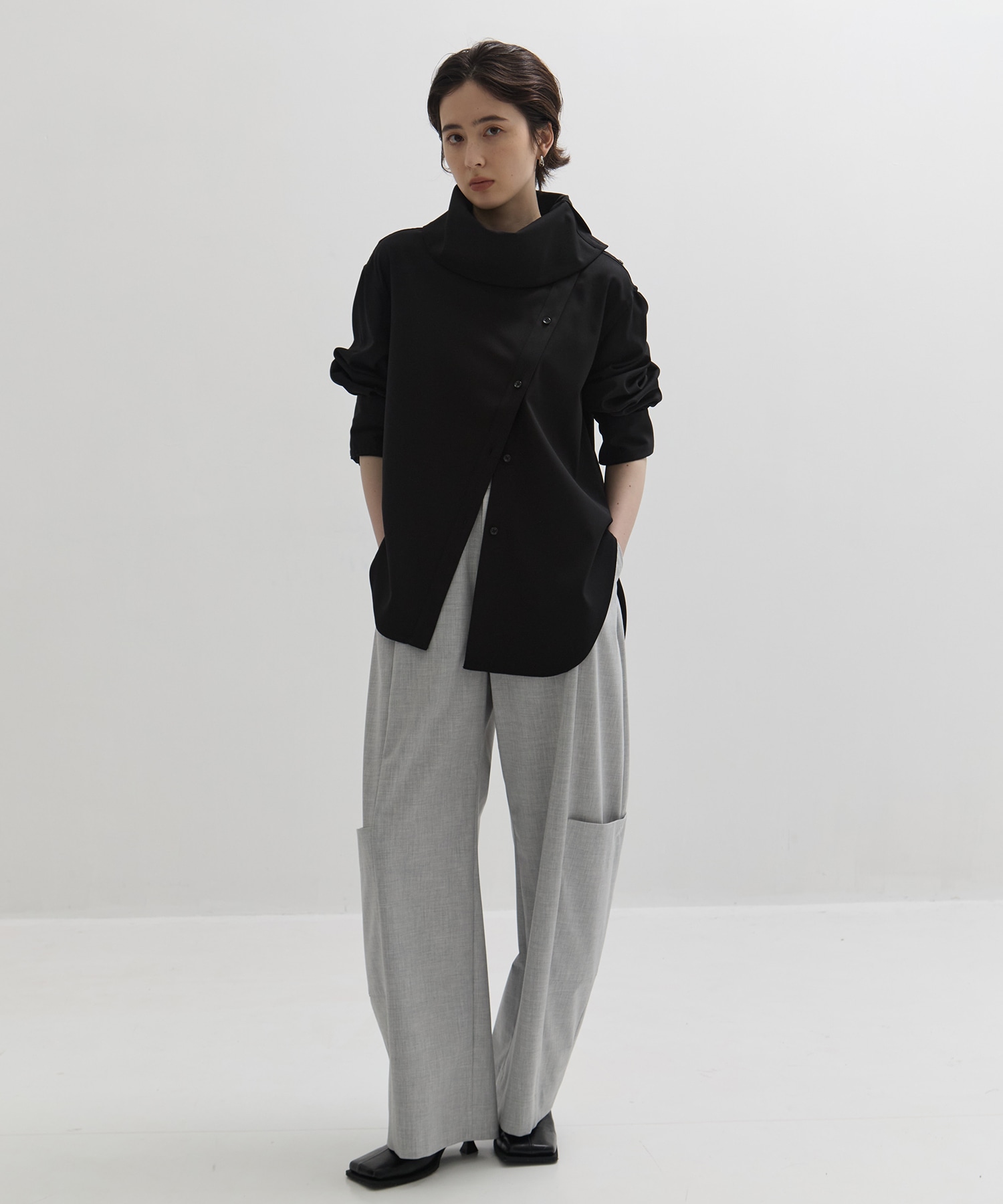 Viscose Wool Big Collar Shirt STUDIOUS