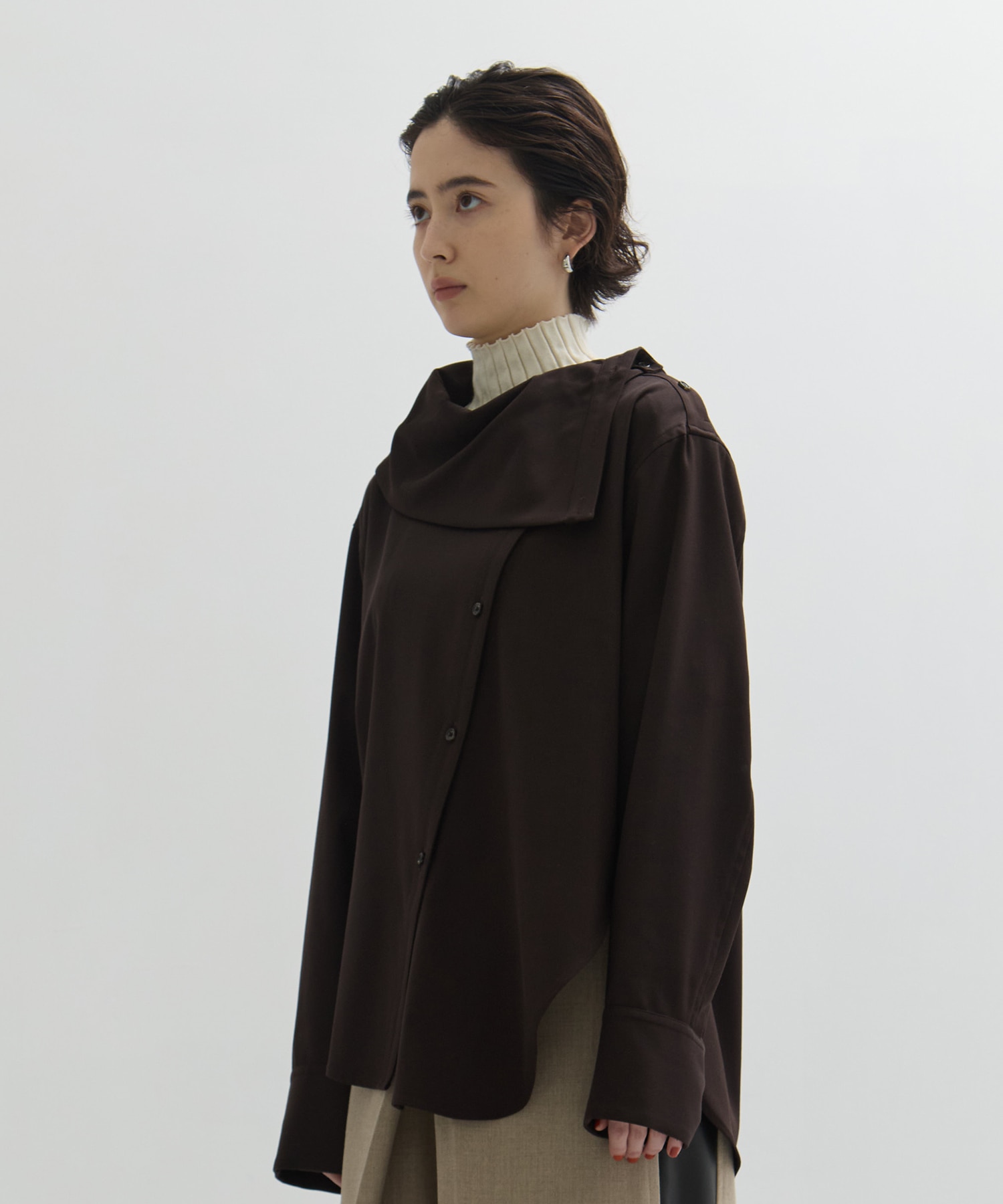 Viscose Wool Big Collar Shirt STUDIOUS