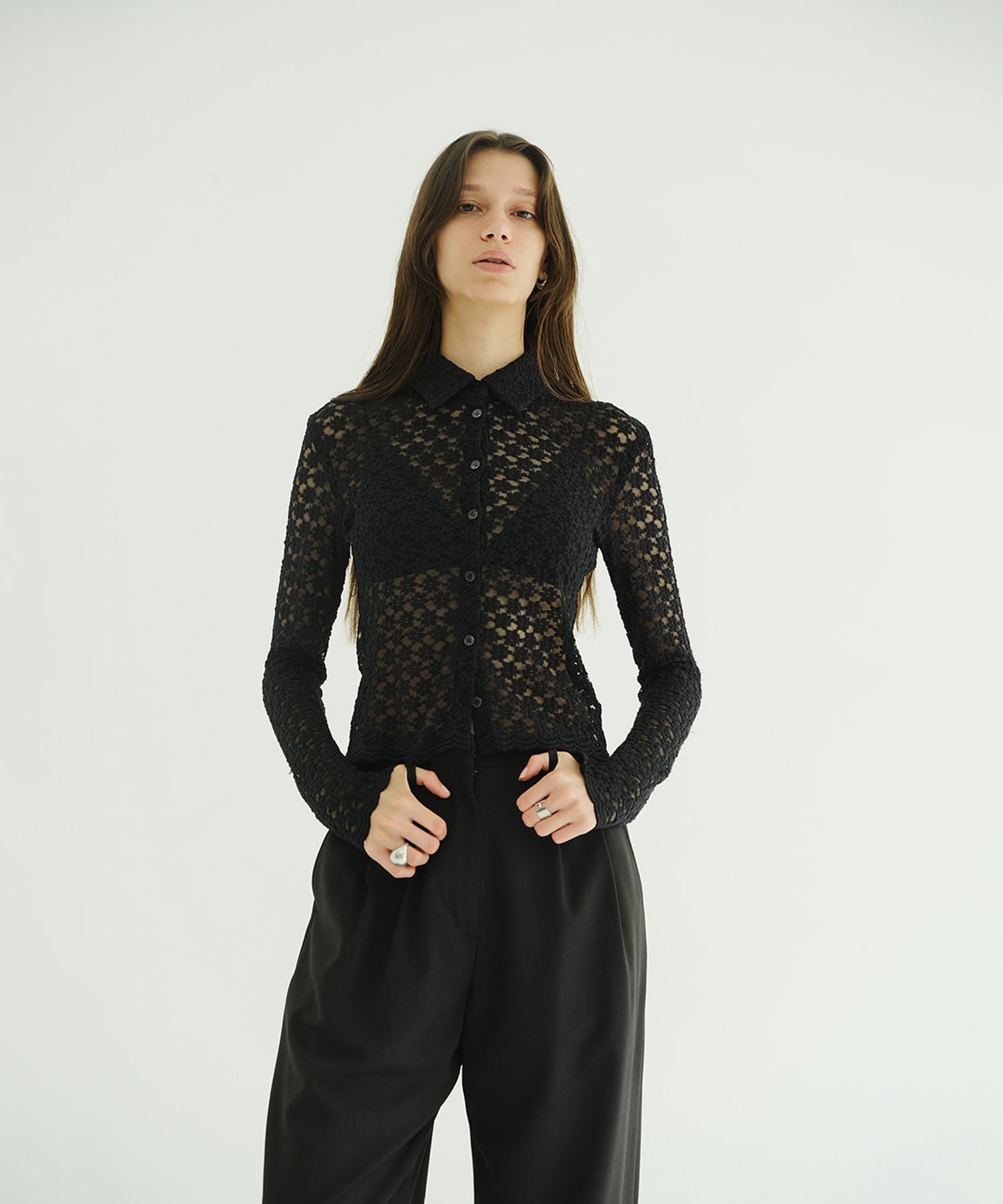 3D FLOWER LACE SHIRT CLANE