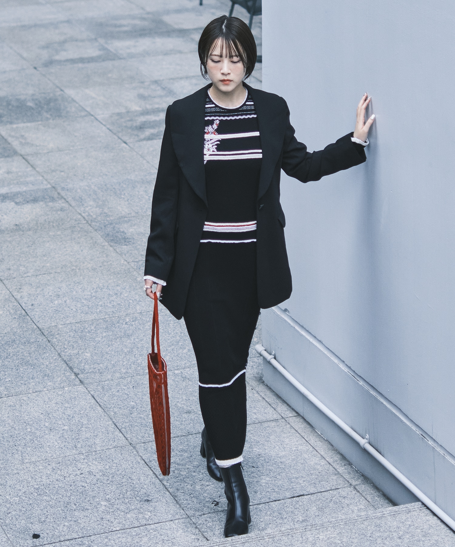 Floral Motif Intarsia Knitted Dress Mame Kurogouchi