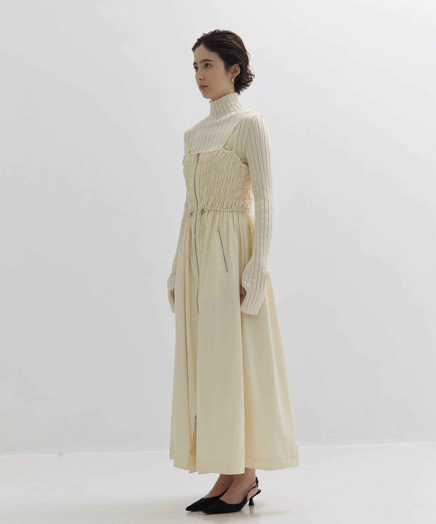 SHIRRING ZIP CAMISOLE DRESS STUDIOUS