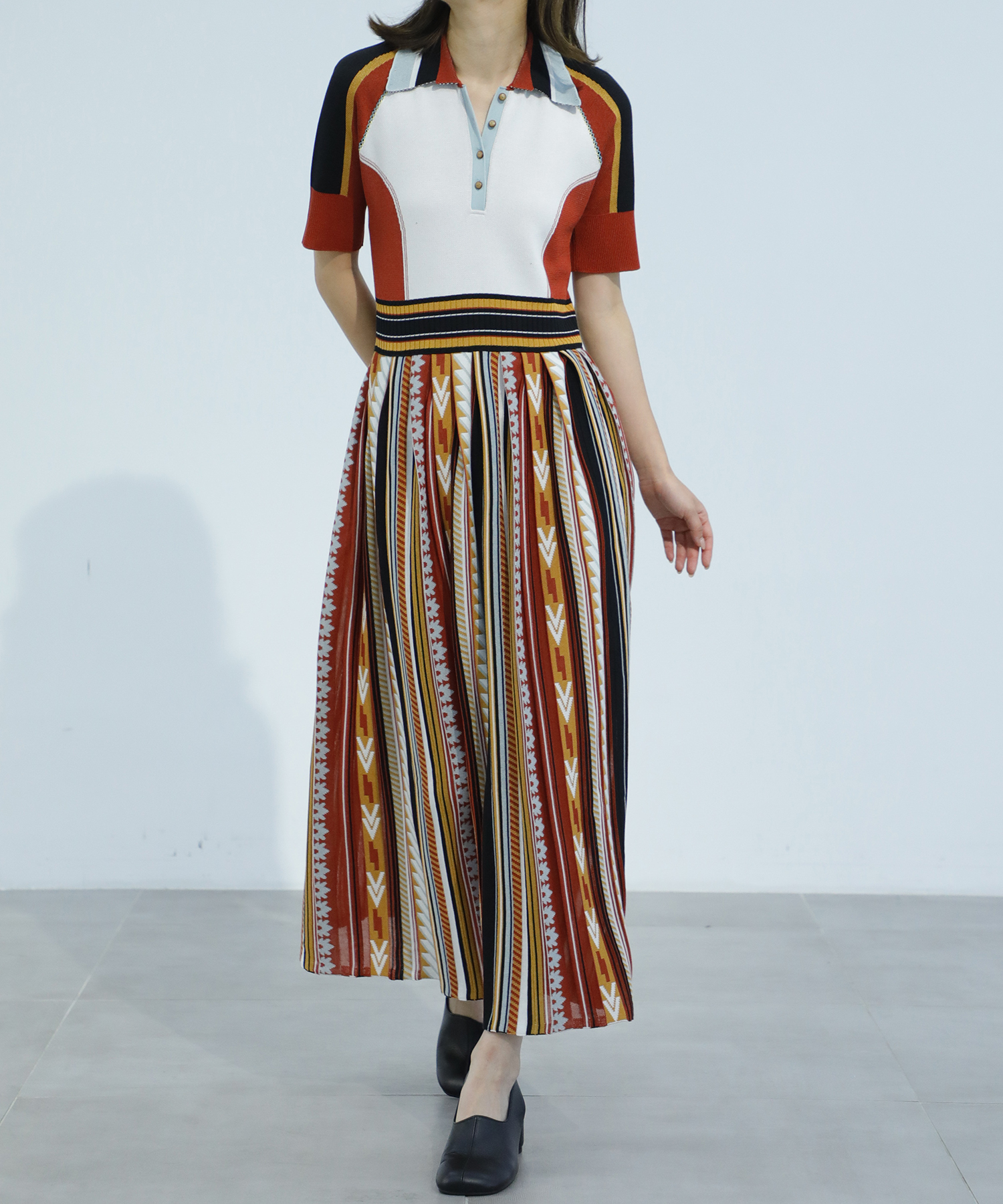 Geometric Pattern Knitted Dress Mame Kurogouchi