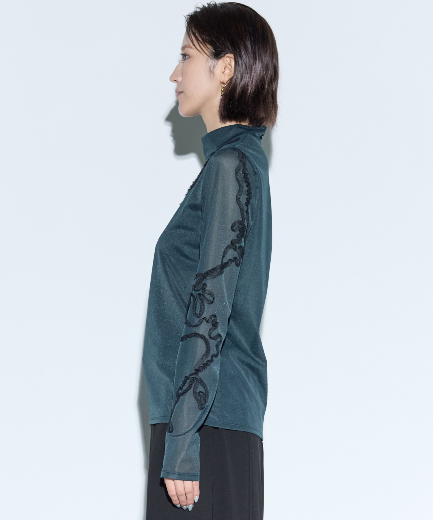 Moon road embroidered sheer top MURRAL