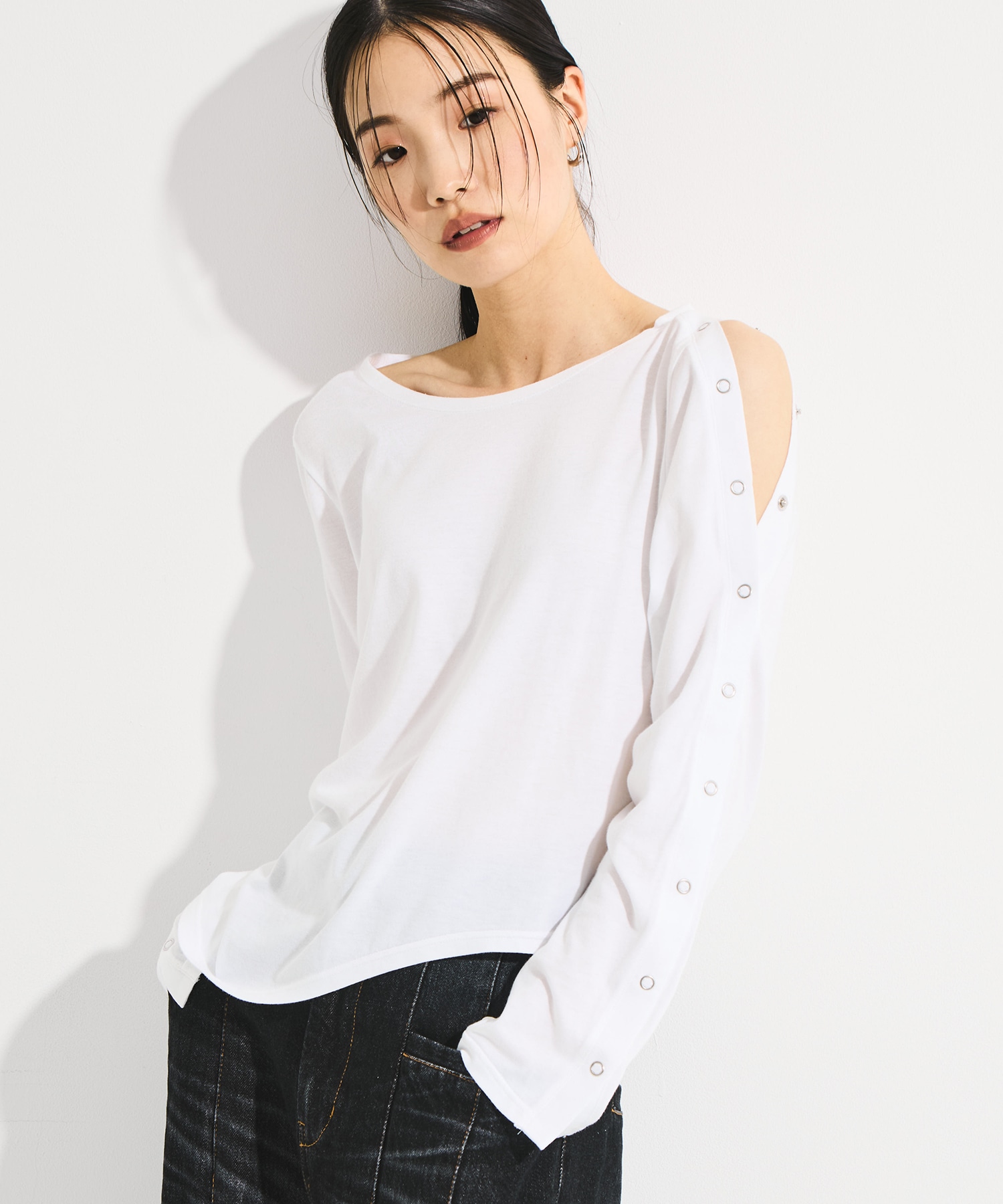 SHOULDER SNAP LONG SLEEVE TEE STUDIOUS