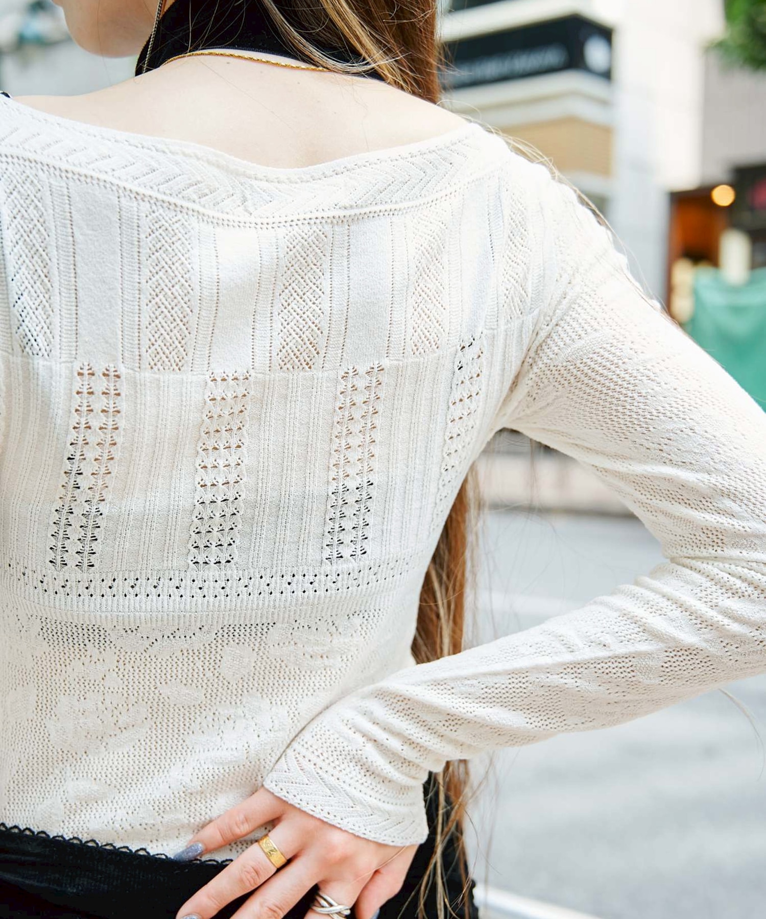 Rose pattern lace-knit bodysuit FETICO