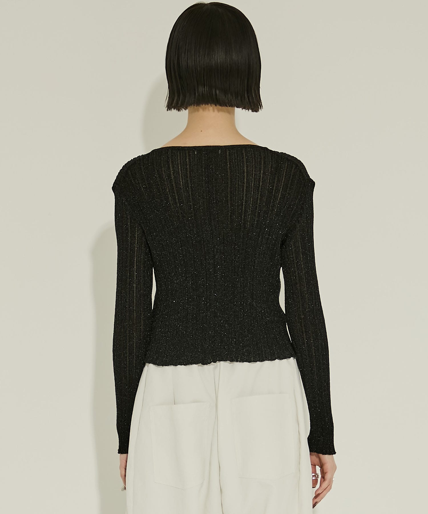SHEER RANDOM LIB KNIT(FREE BLACK): STUDIOUS: WOMENS