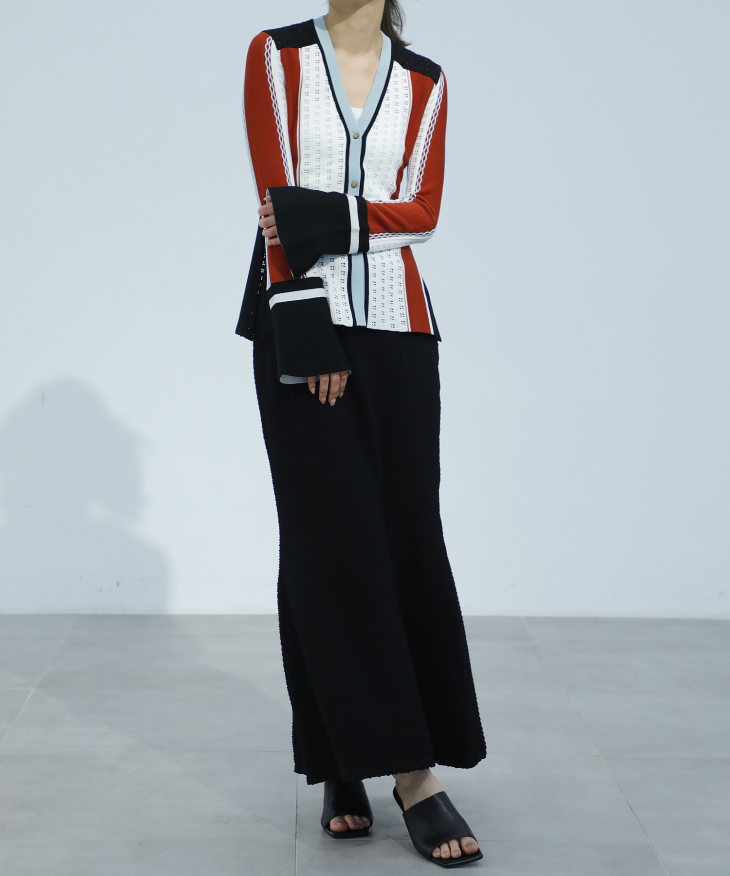Geometric Pattern Knitted Cardigan Mame Kurogouchi