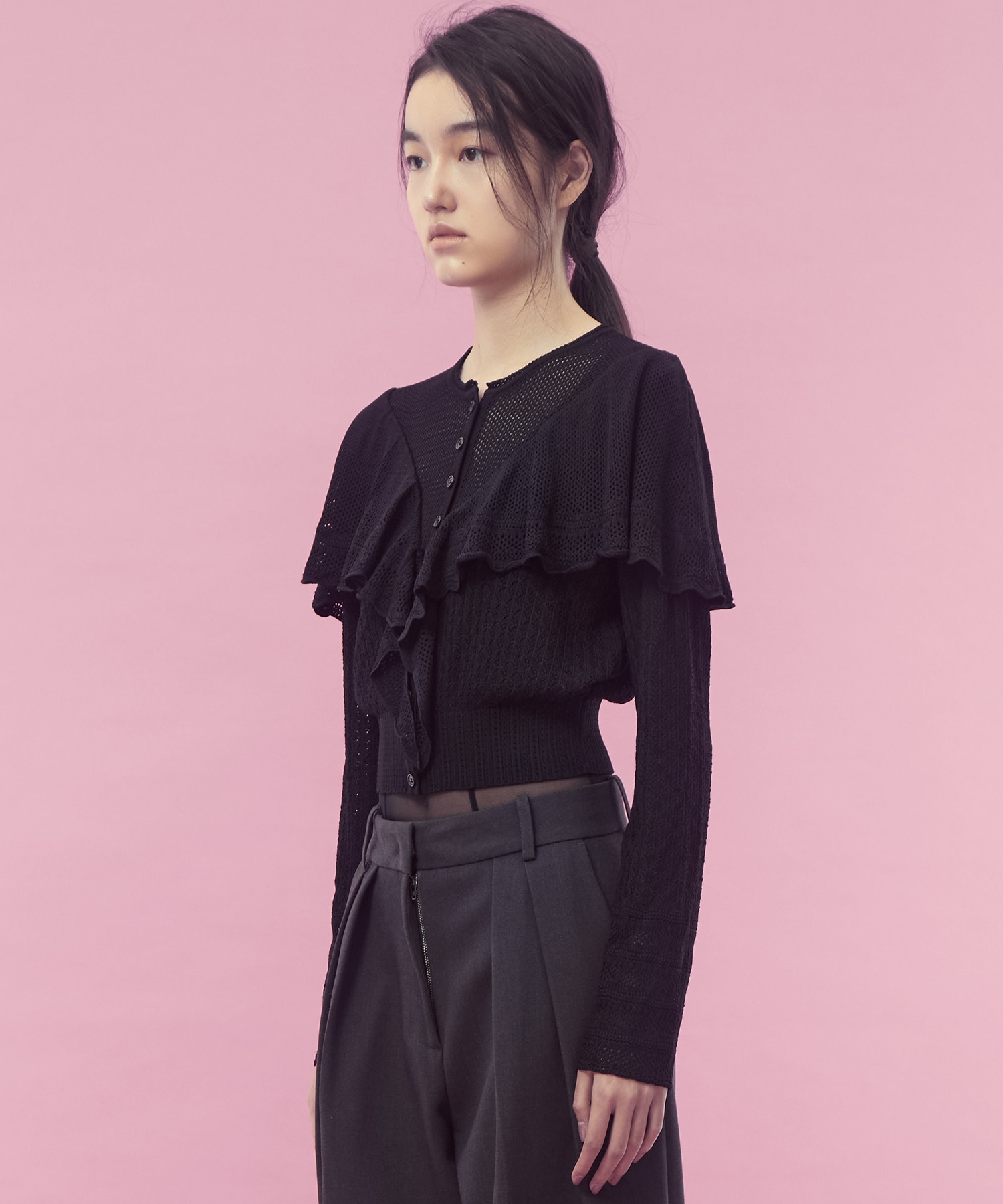 Lace-knit cape cardigan FETICO