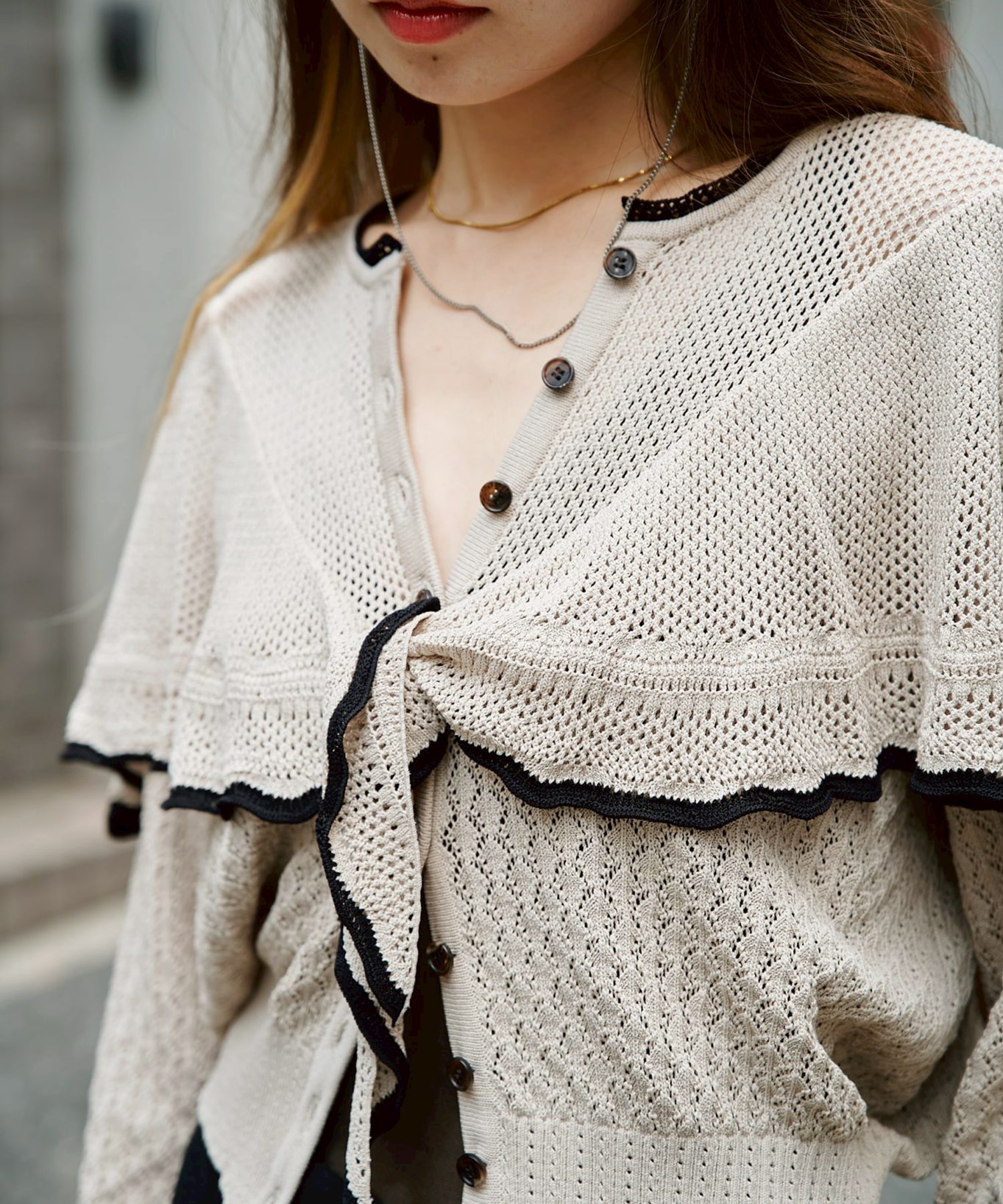 Lace-knit cape cardigan FETICO