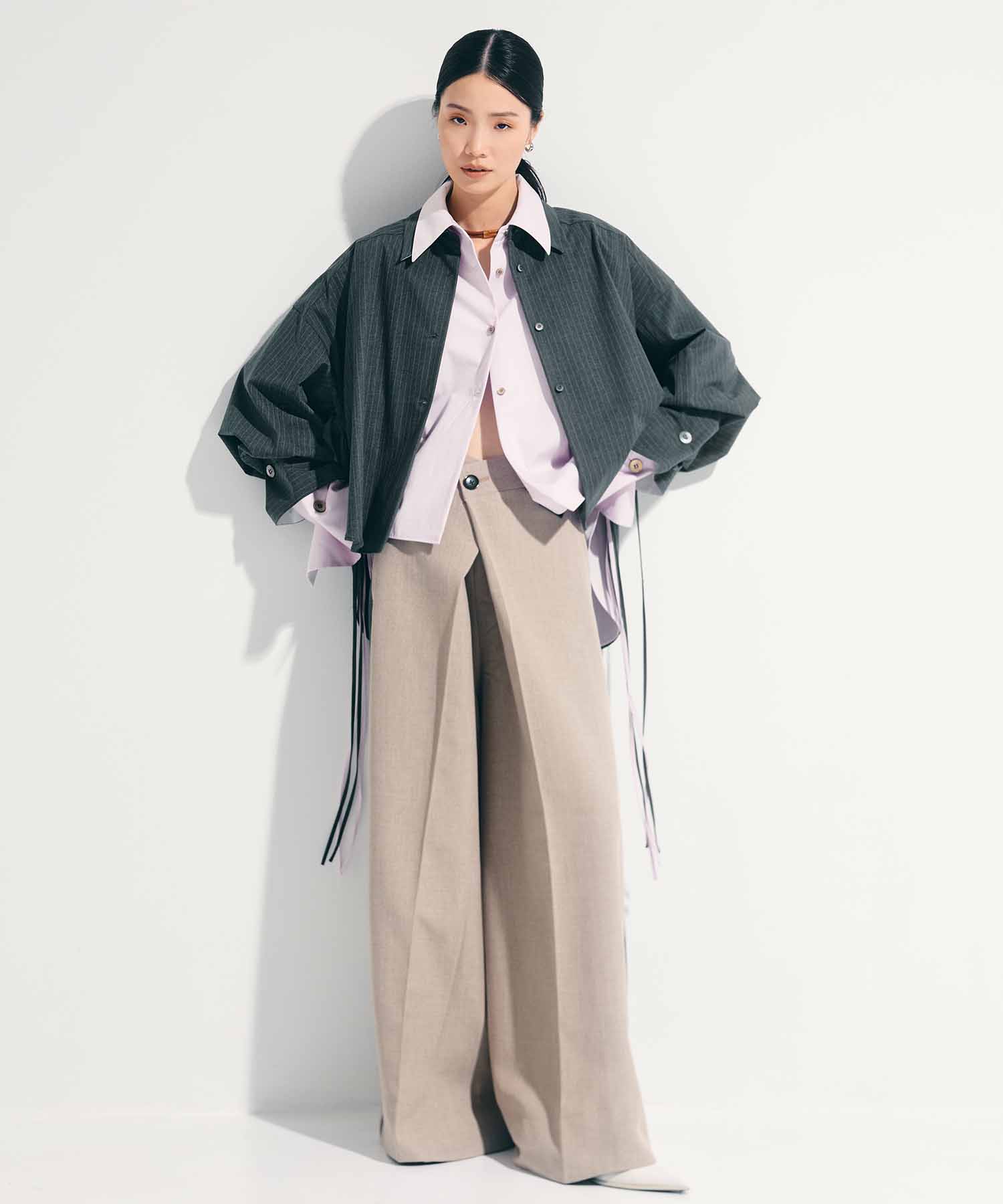 Side Leather Flare Trousers STUDIOUS